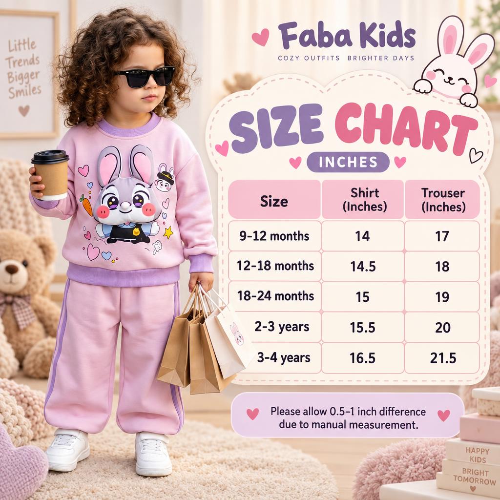 Kids Bunny Print Sweatshirt & Trouser Set - image 4