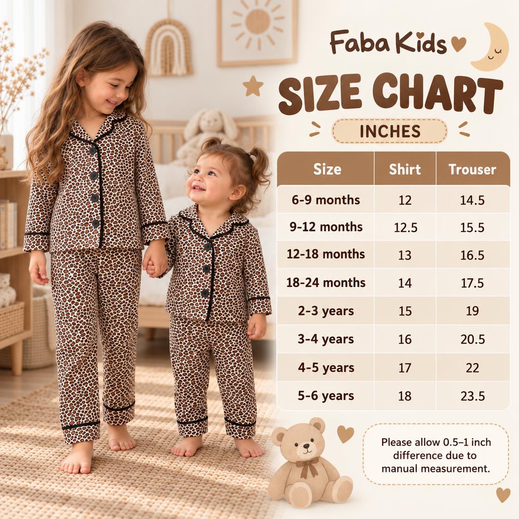 Kids Leopard Print Piped Night Suit 2PC Set - image 5