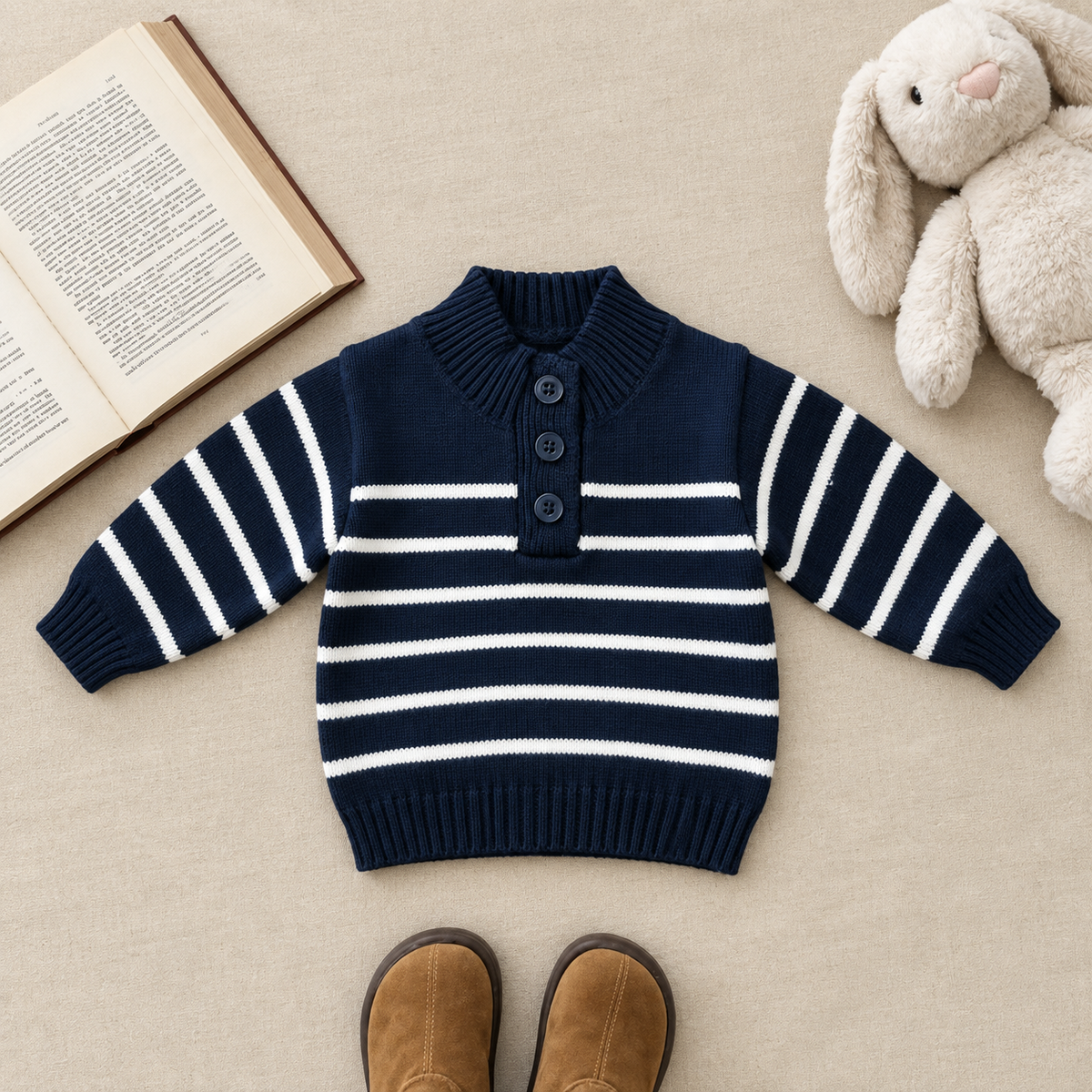 Baby boys striped knit sweater in blue