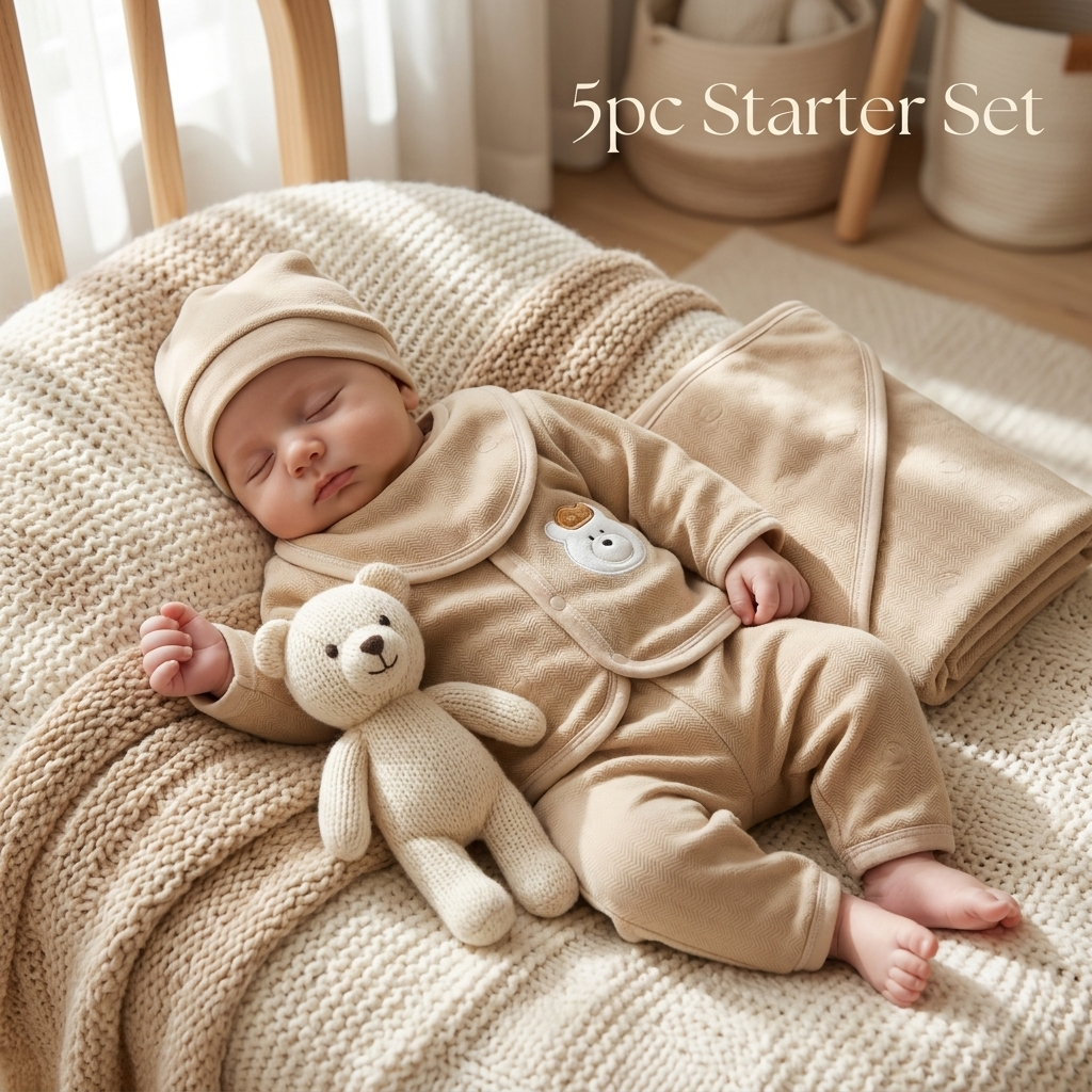 Brown 5pc newborn starter set lifestyle - Faba Kids