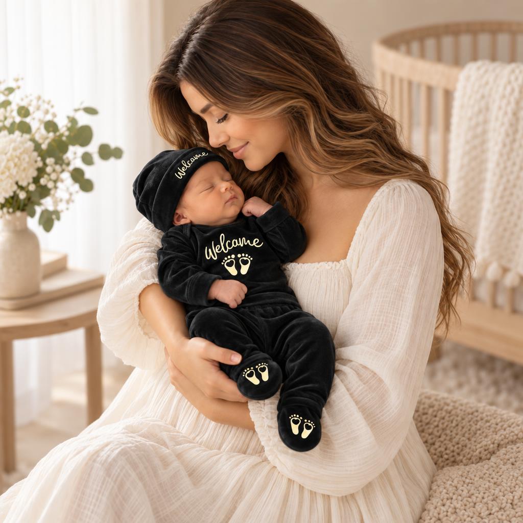 Newborn 7PC Welcome to the World Velvet Starter Set