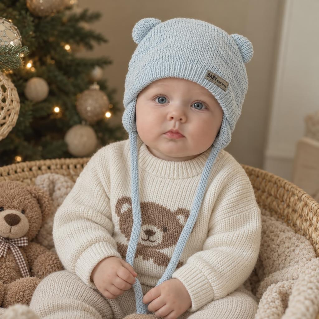 Baby Bear Ear Knit Earflap Winter Cap