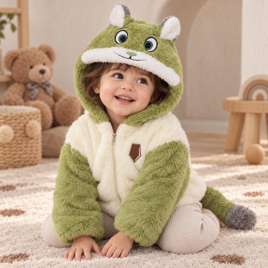 Kids Animal Hooded Fur Jacket