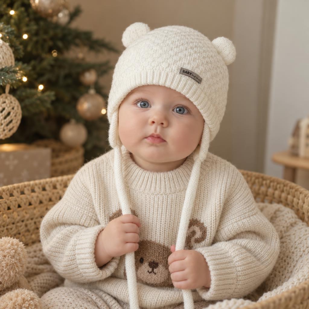 Baby Bear Ear Knit Earflap Winter Cap