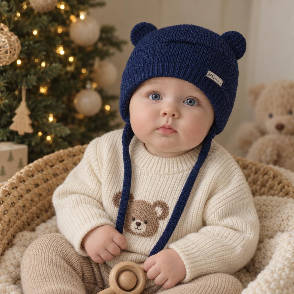 Baby Bear Ear Knit Earflap Winter Cap