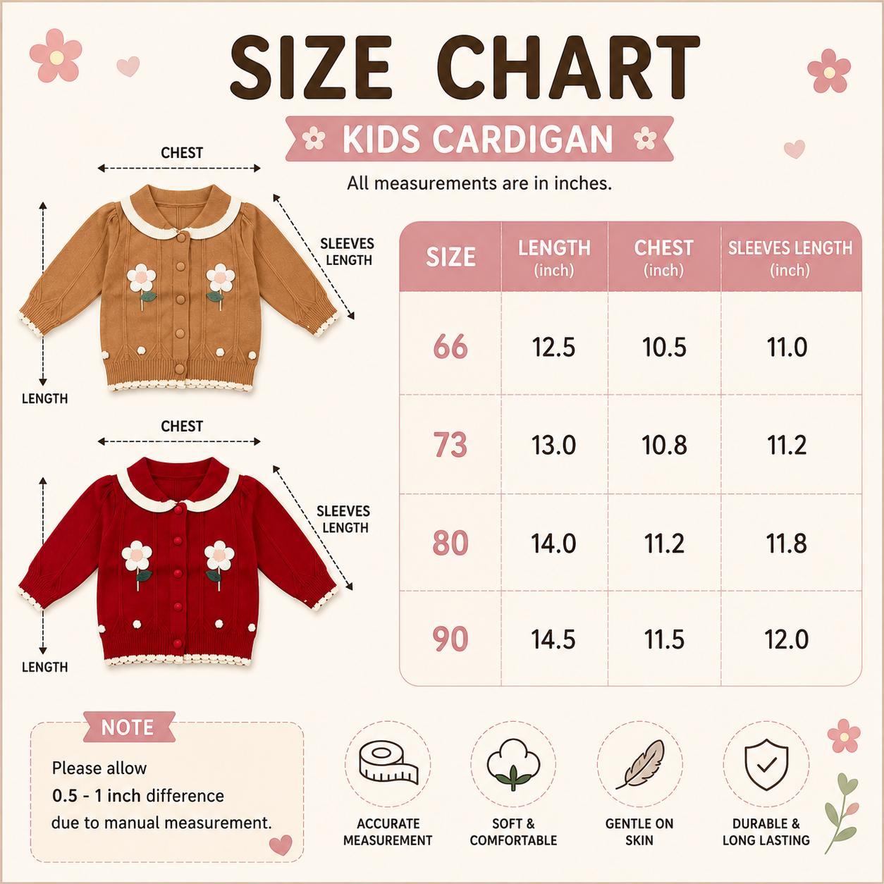Girls Floral Knitted Cardigan Sweater – 2 Colors