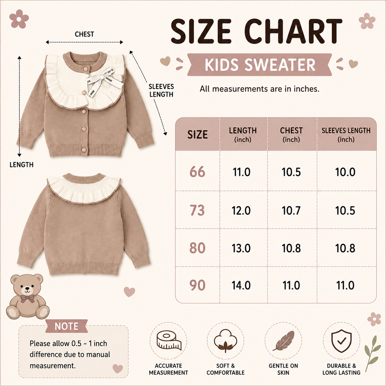 Girls Ruffle Collar Knitted Cardigan Sweater