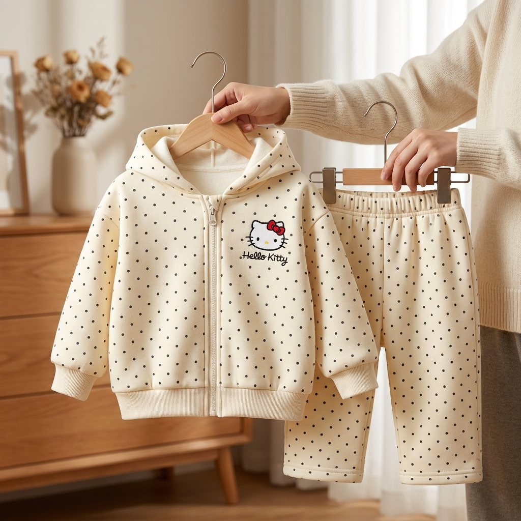 Girls 2pc cream hoodie and trouser winter set product image