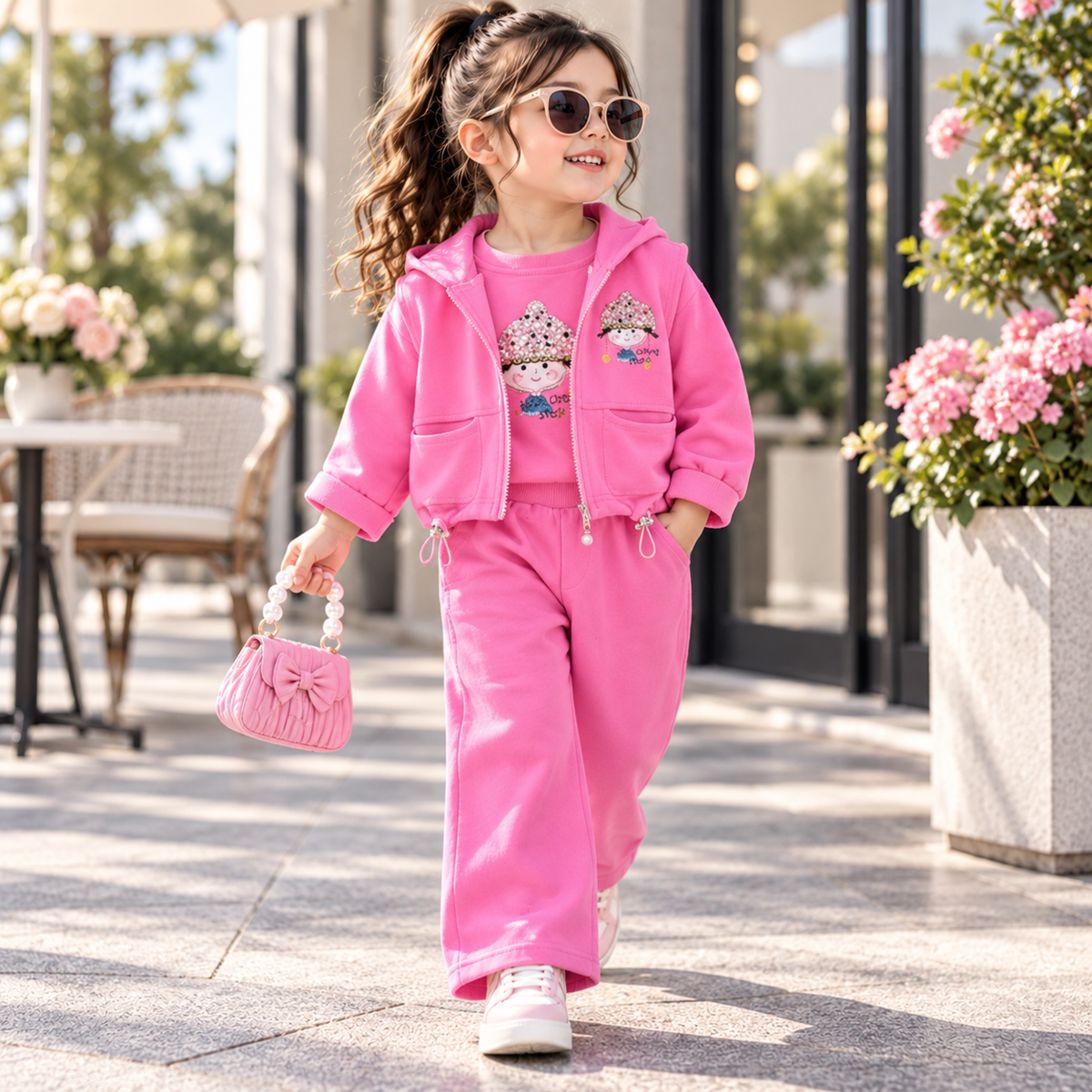 Girls 3 piece winter suit in pink outdoor lifestyle