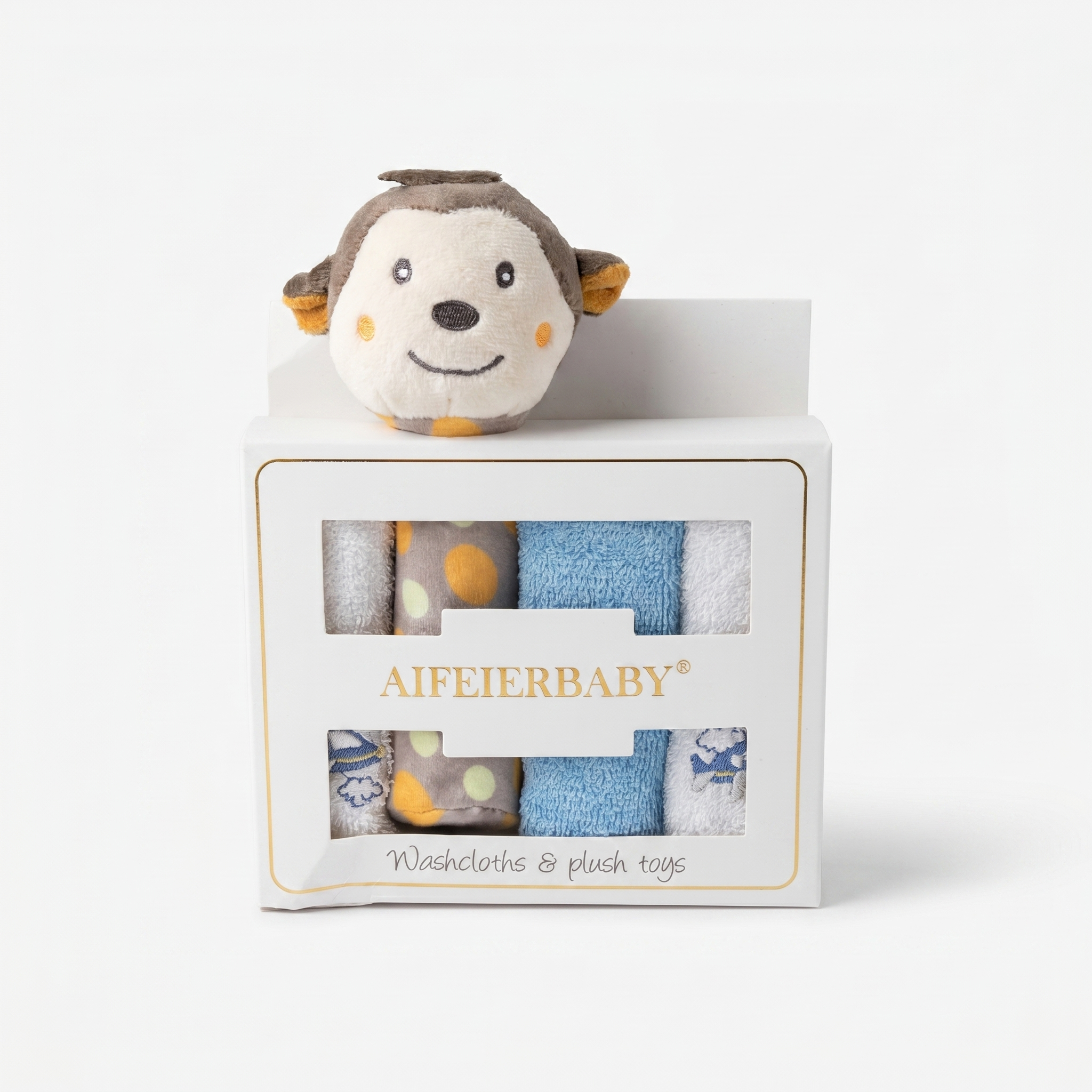 Baby Washcloth & Plush Toy Gift Set – Raccoon