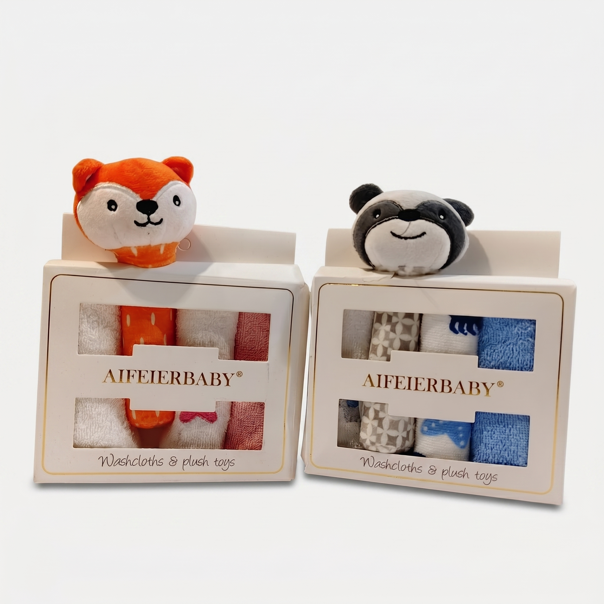 Baby Washcloth & Plush Toy Gift Set – Raccoon
