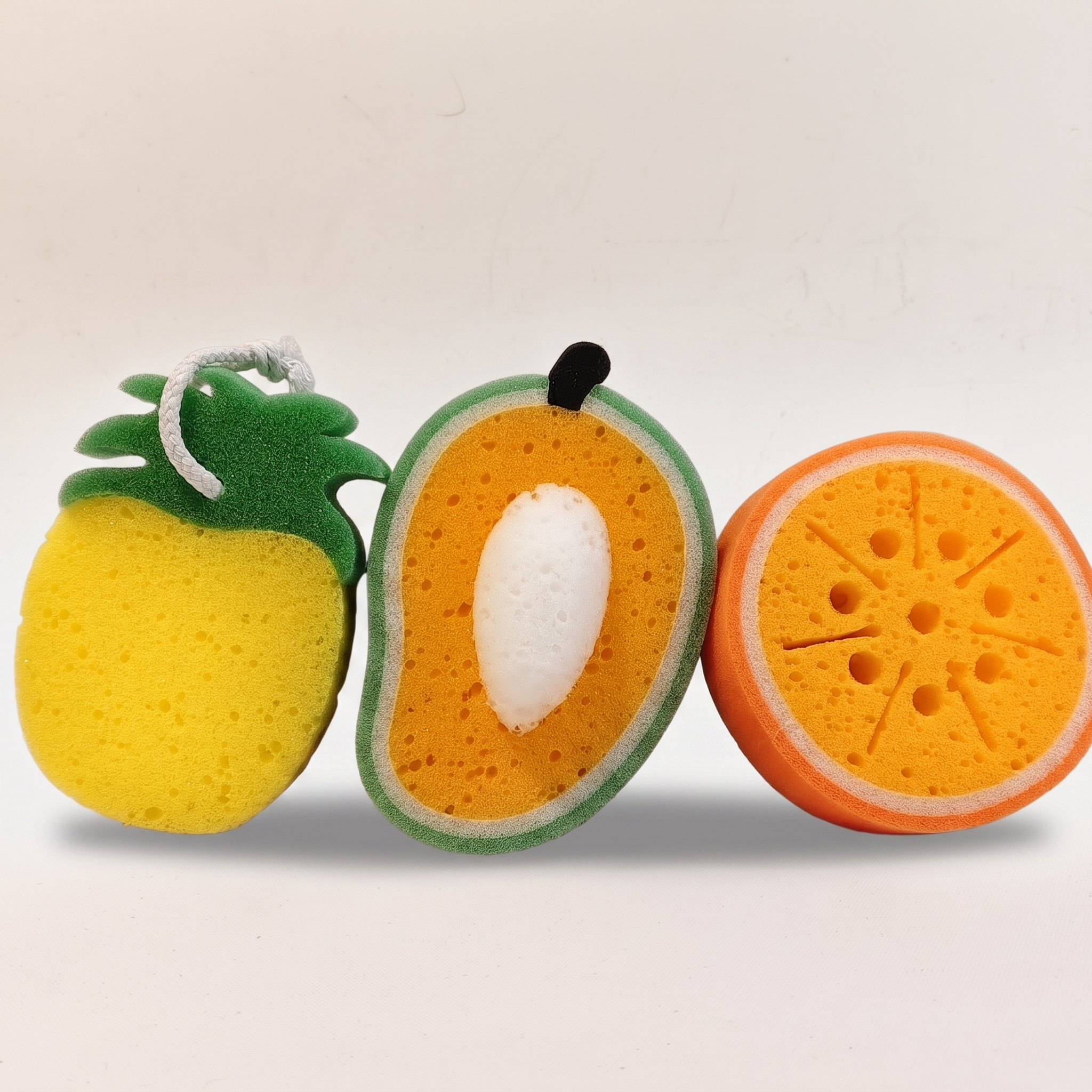 Fruit-Shaped Bath Sponge Set – Soft Baby Bath Scrubbers