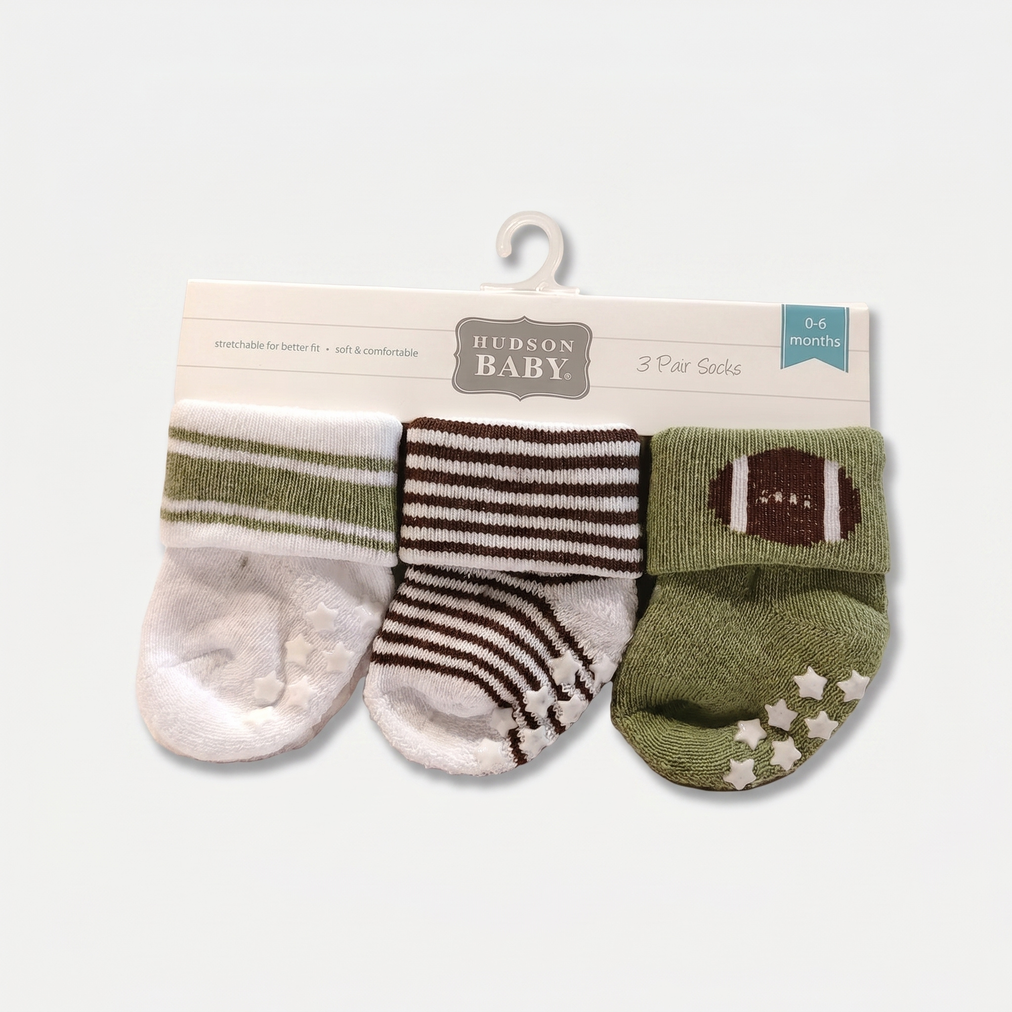 Non-Slip Baby Socks Set – Pack of 3 (0–6 Months)