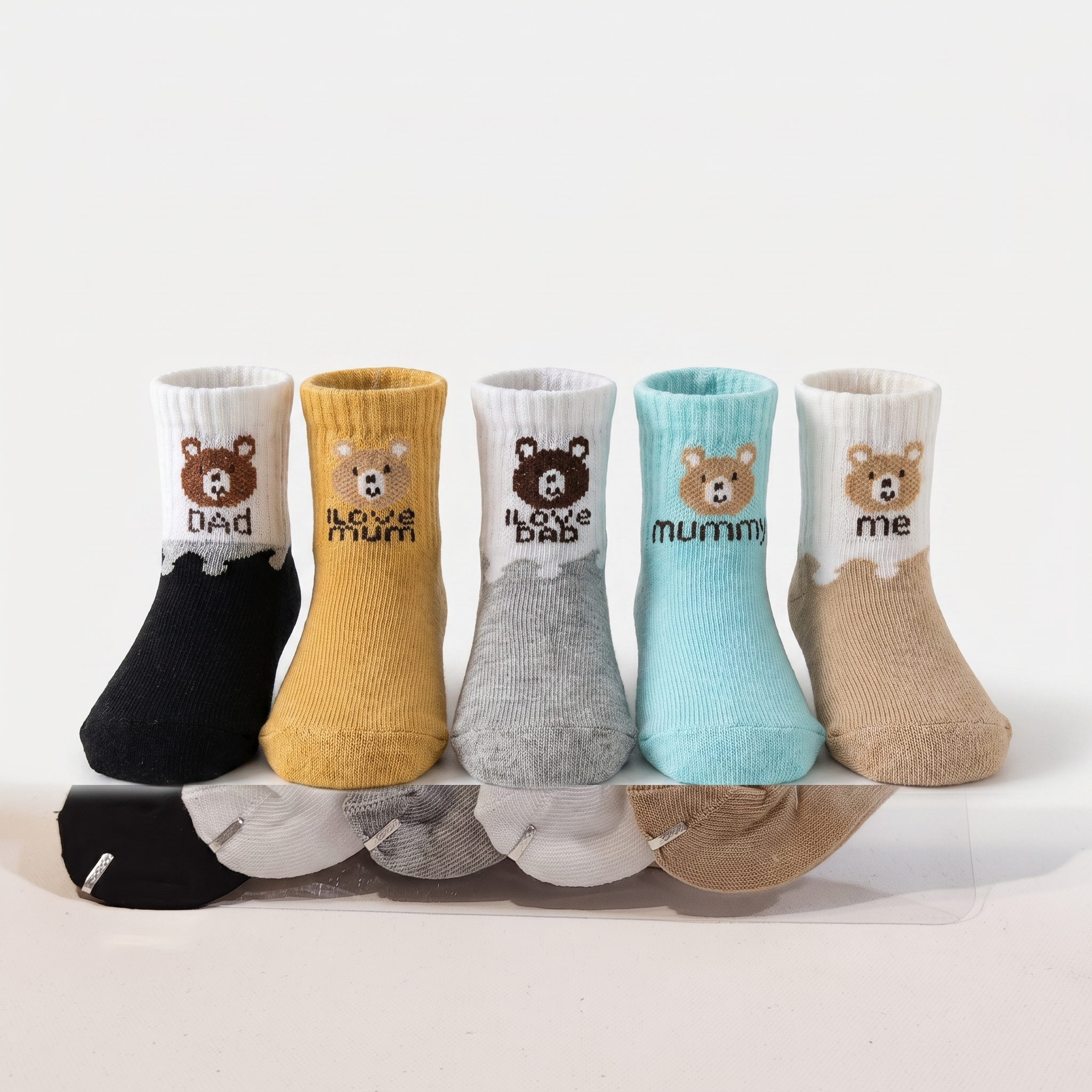 Bear Cotton Baby Socks Set – Pack of 5 (0–12 Months)