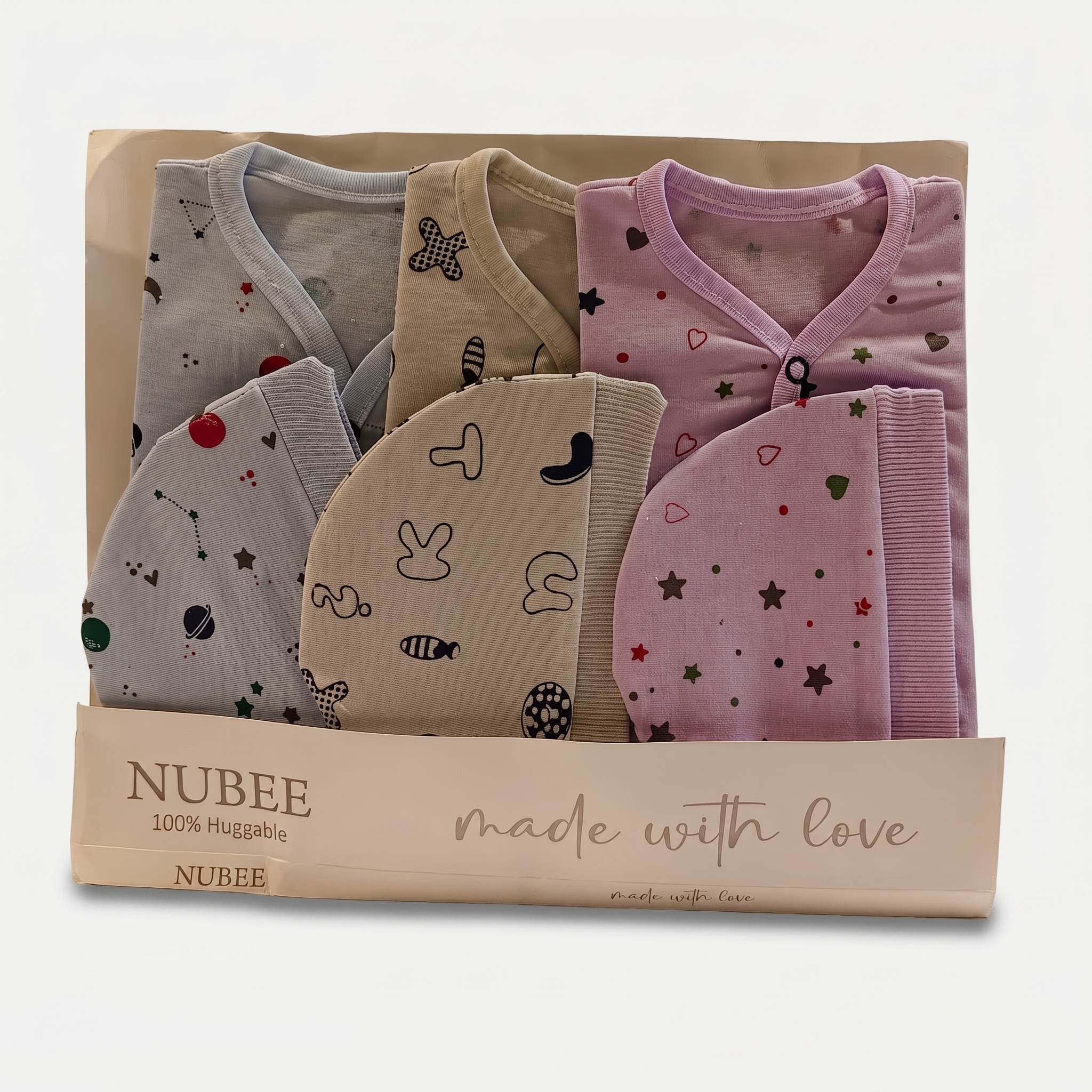 Newborn Summer Clothing Set – 3 Pack with Matching Caps