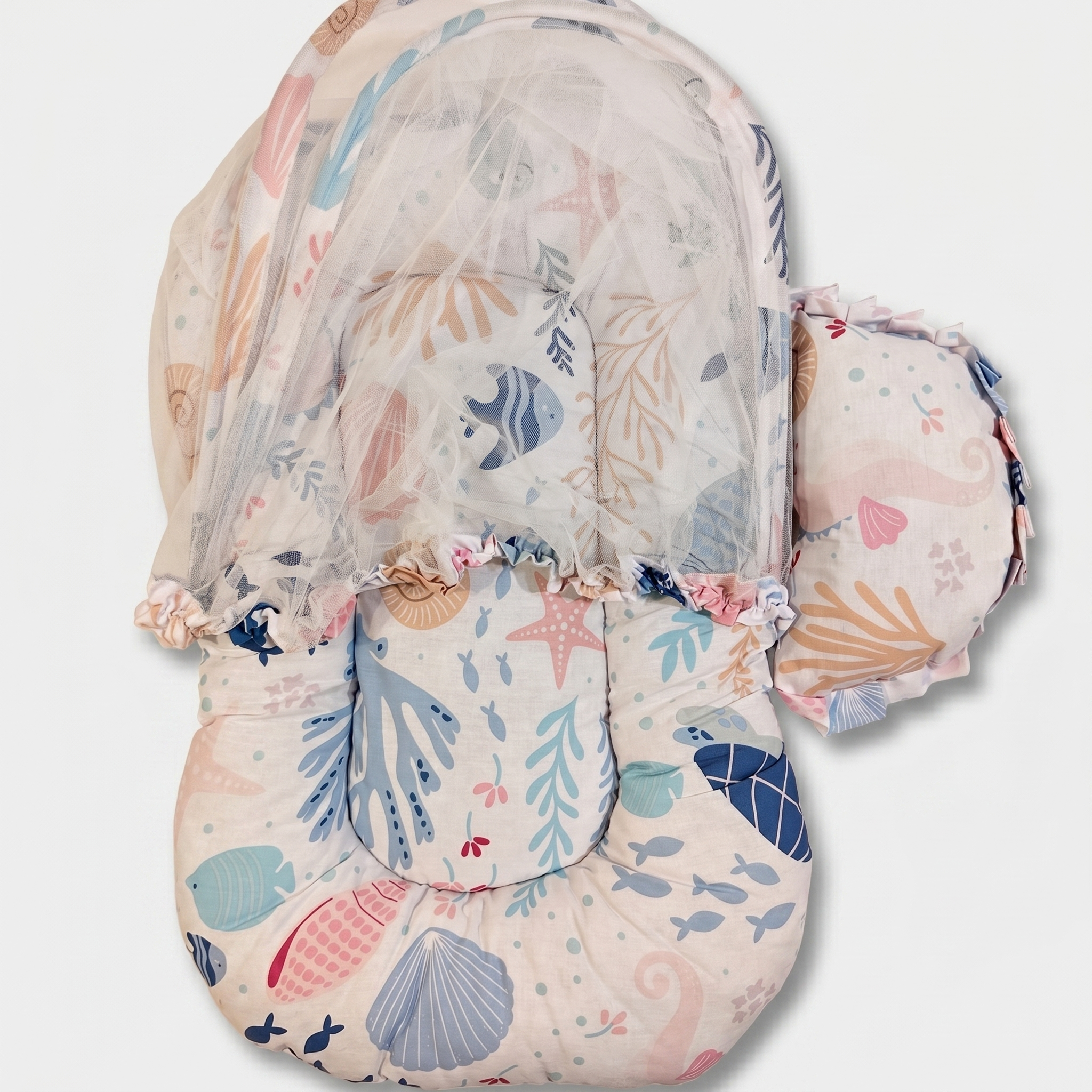 Premium Baby Nest with Mosquito Net & Pillow Set