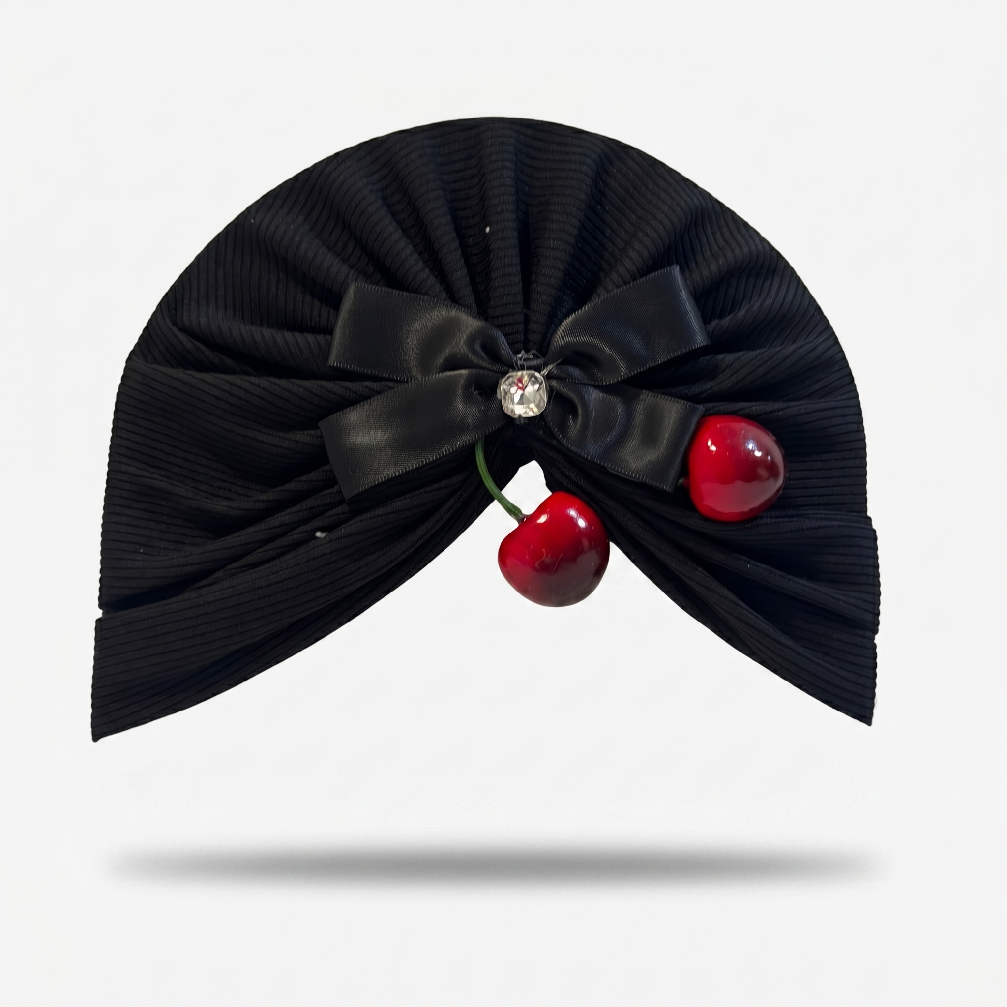 Cherry Bow Baby Turban Cap – Soft Ribbed Beanie (Many Colors)