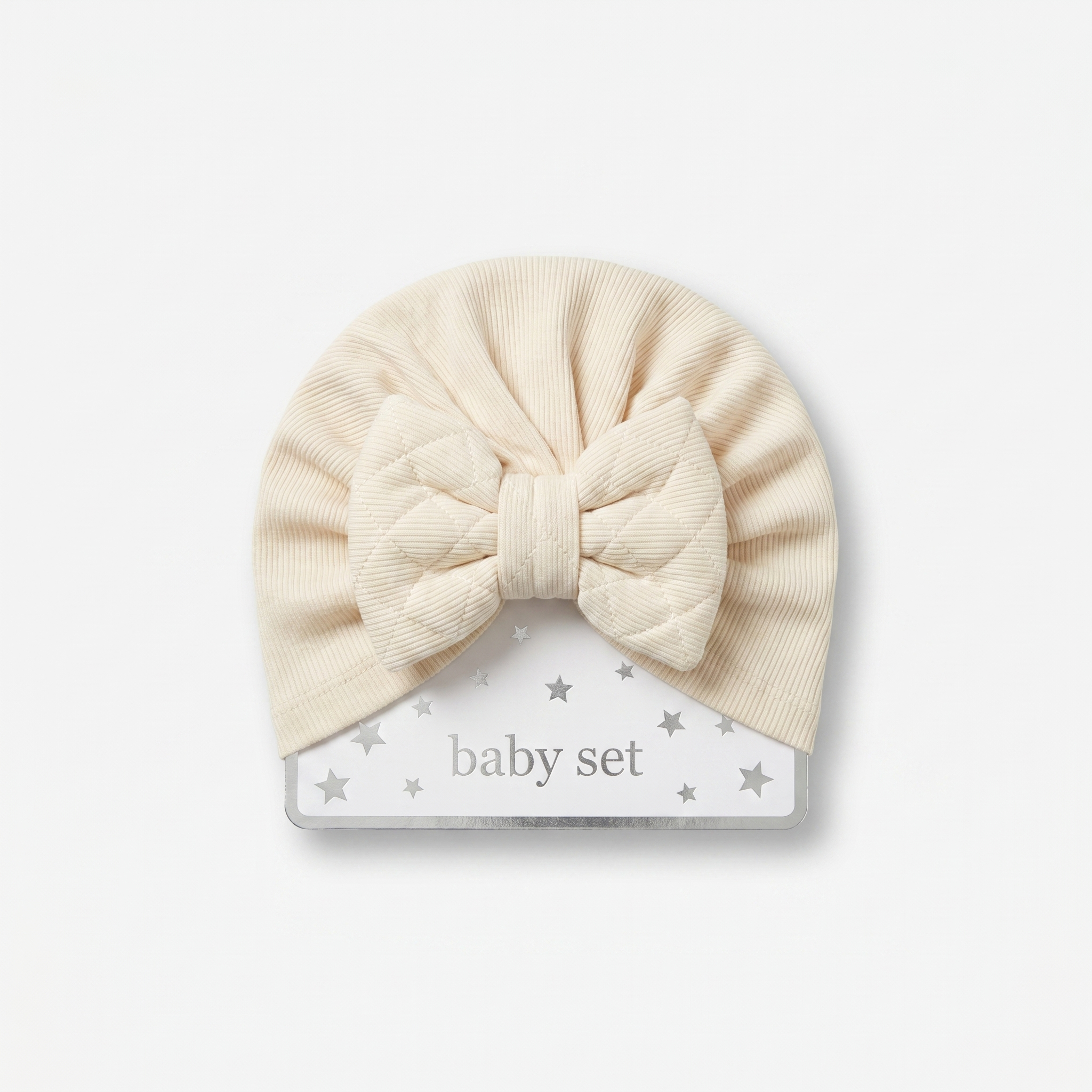 Sparkle Bow Baby Turban Cap – Soft Ribbed Beanie (Many Colors)