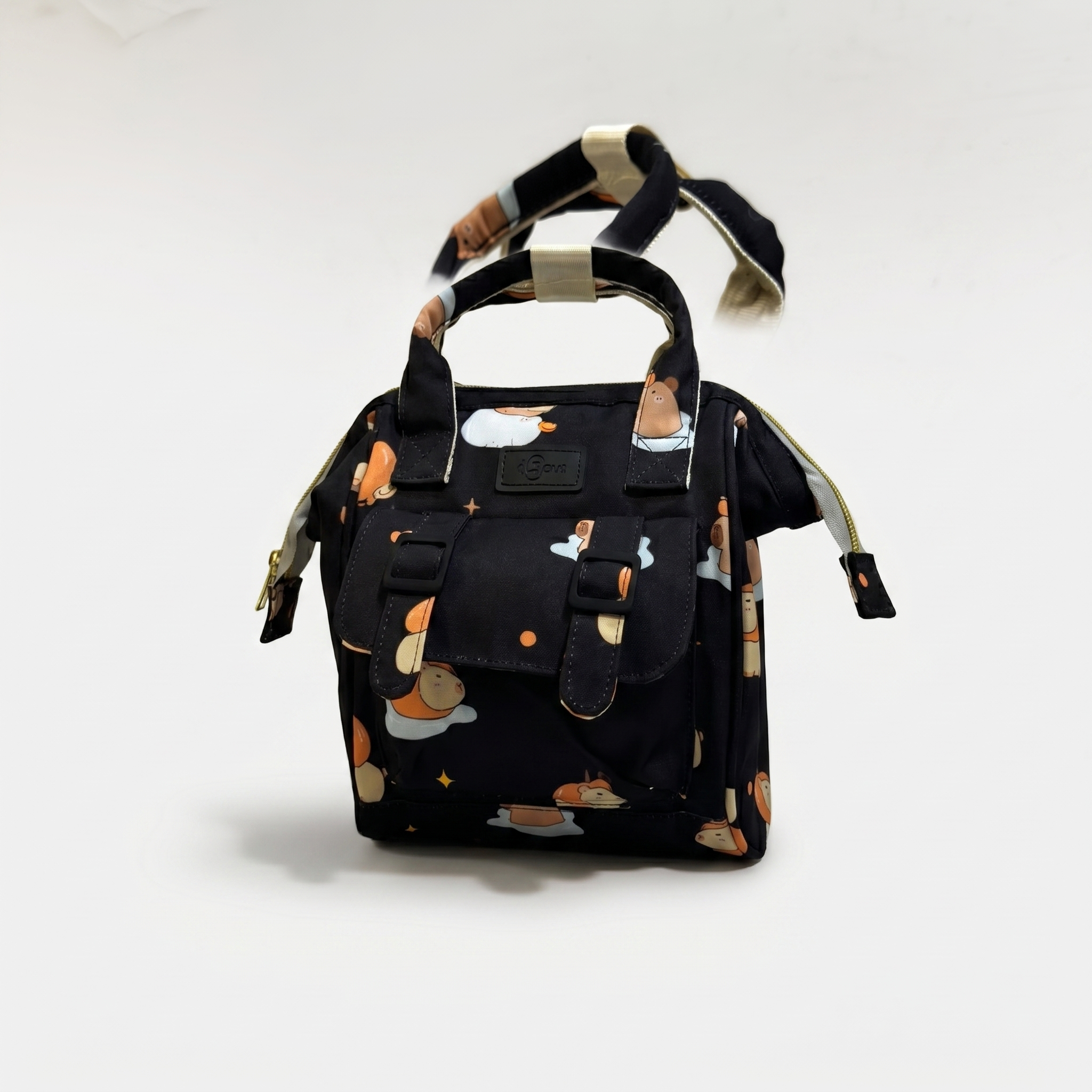 Capybara Adventure Baby Diaper Bag – Black