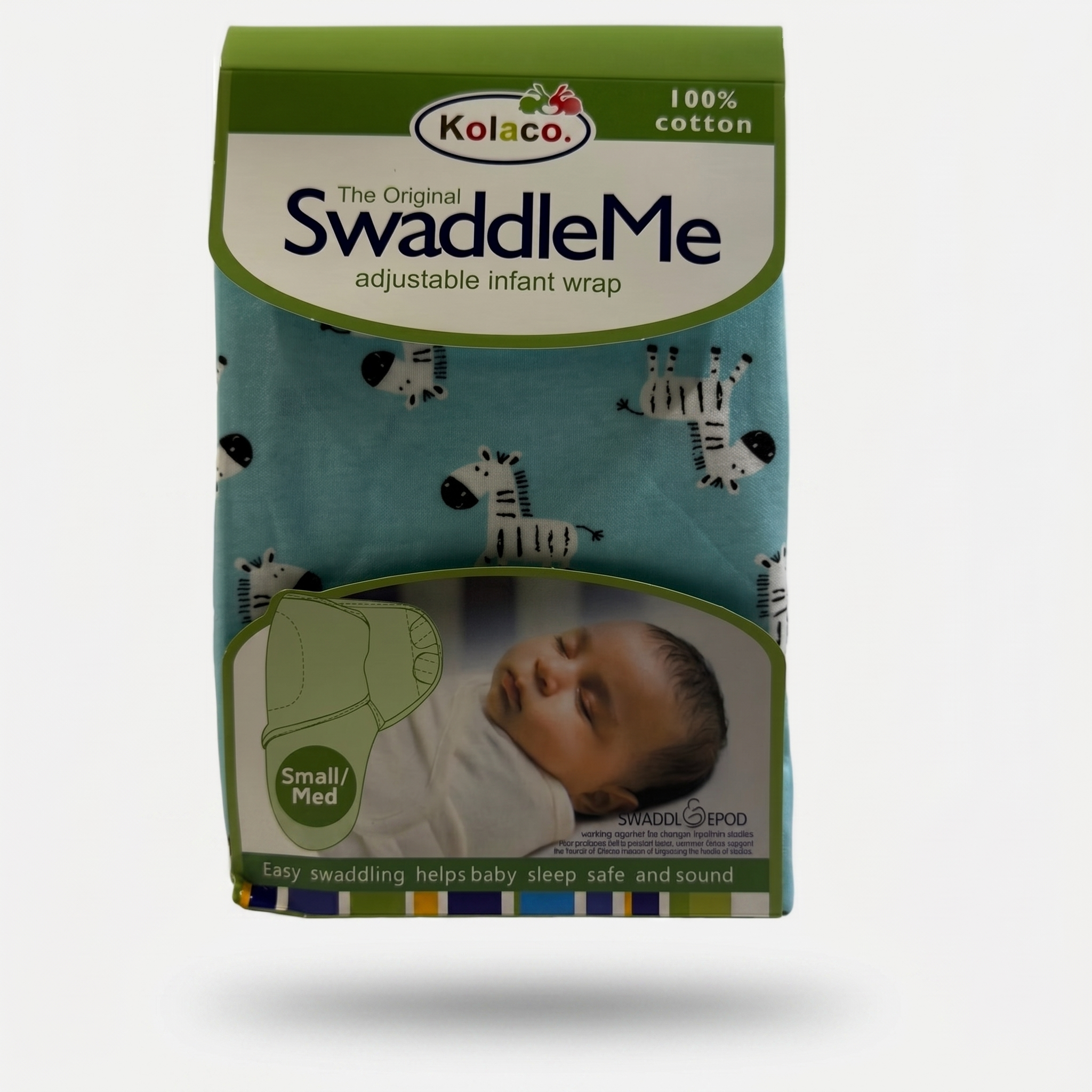 Kolaco SwaddleMe Adjustable Infant Wrap – 100% Cotton (Small/Medium)