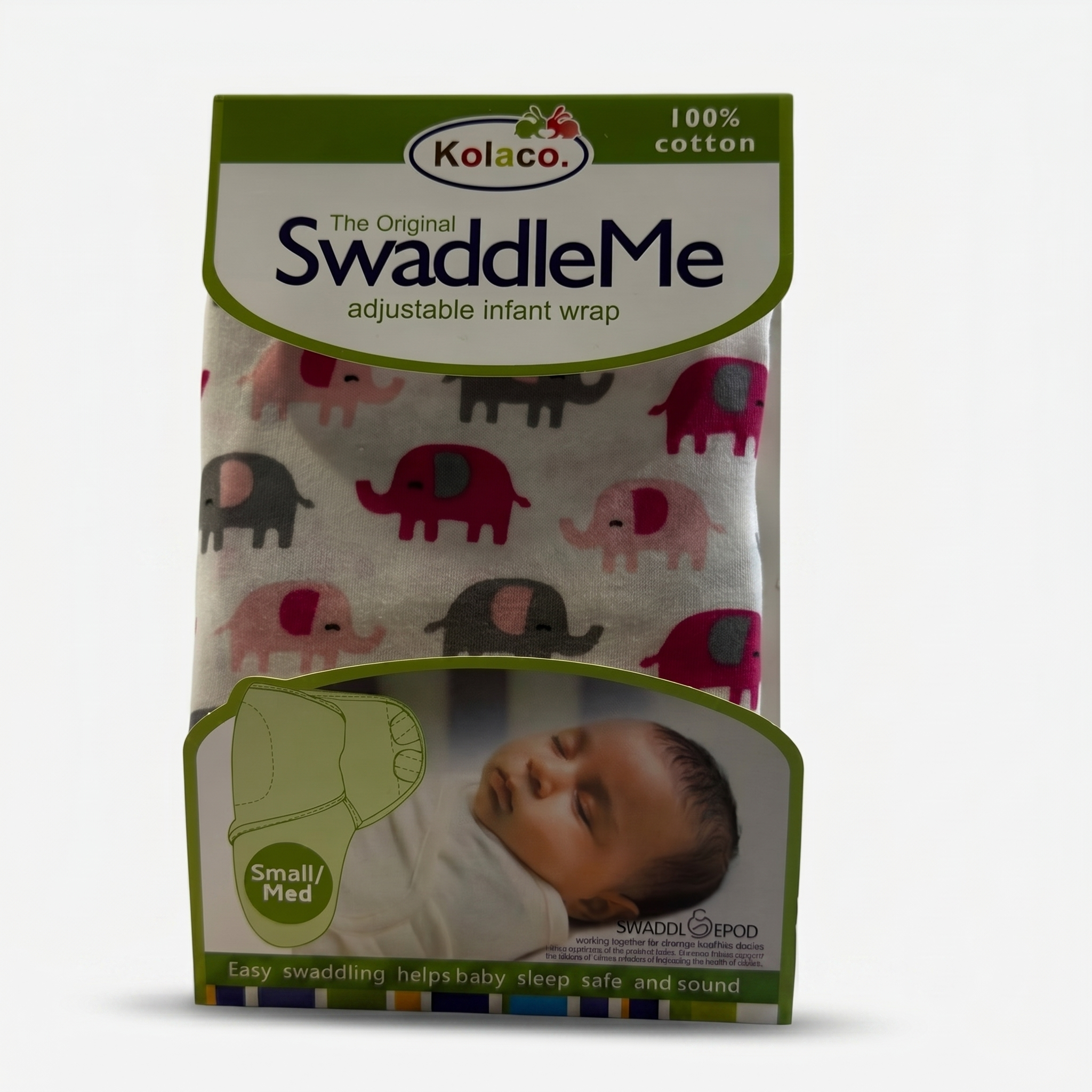 Kolaco SwaddleMe Adjustable Infant Wrap – 100% Cotton (Small/Medium)