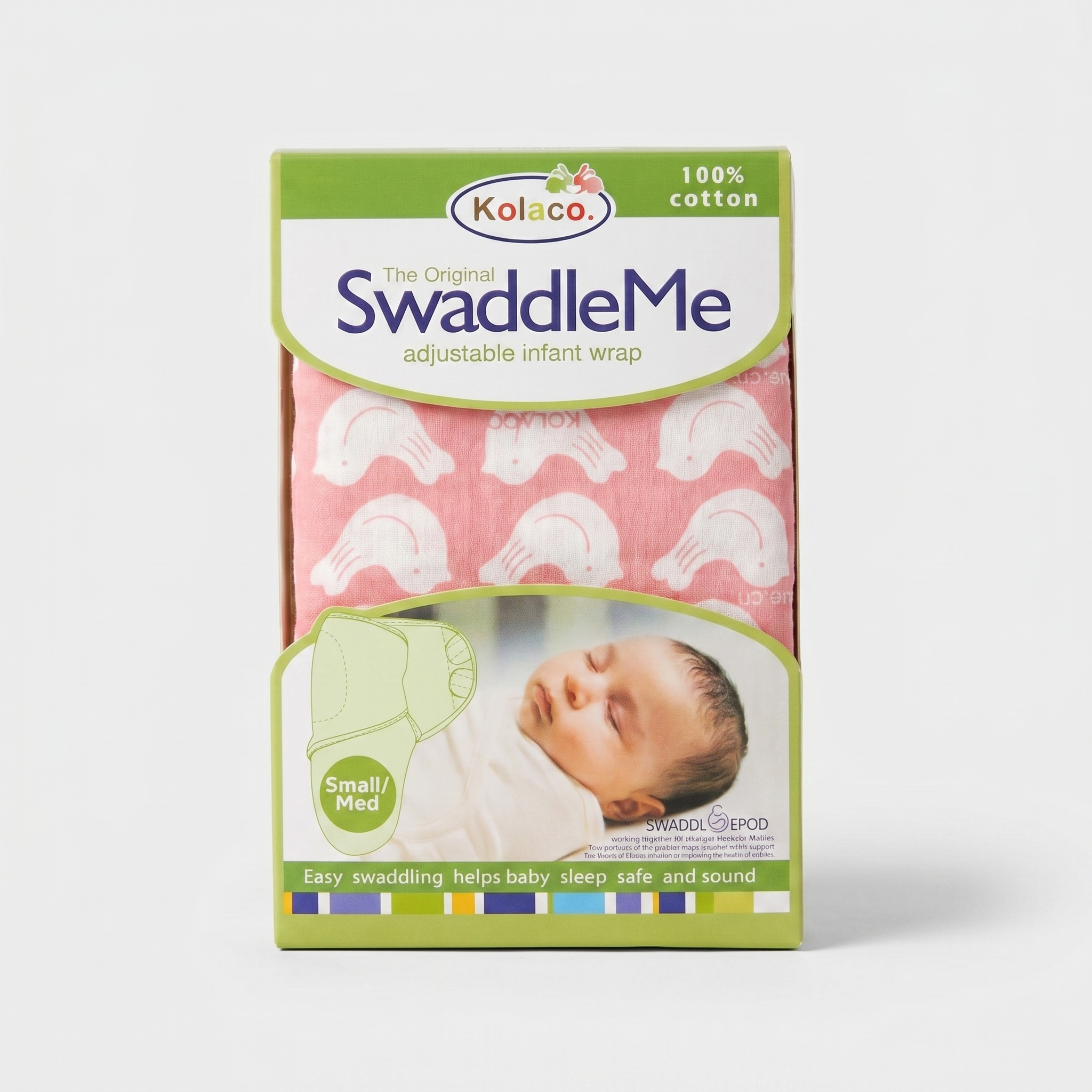Kolaco SwaddleMe Adjustable Infant Wrap – 100% Cotton (Small/Medium)