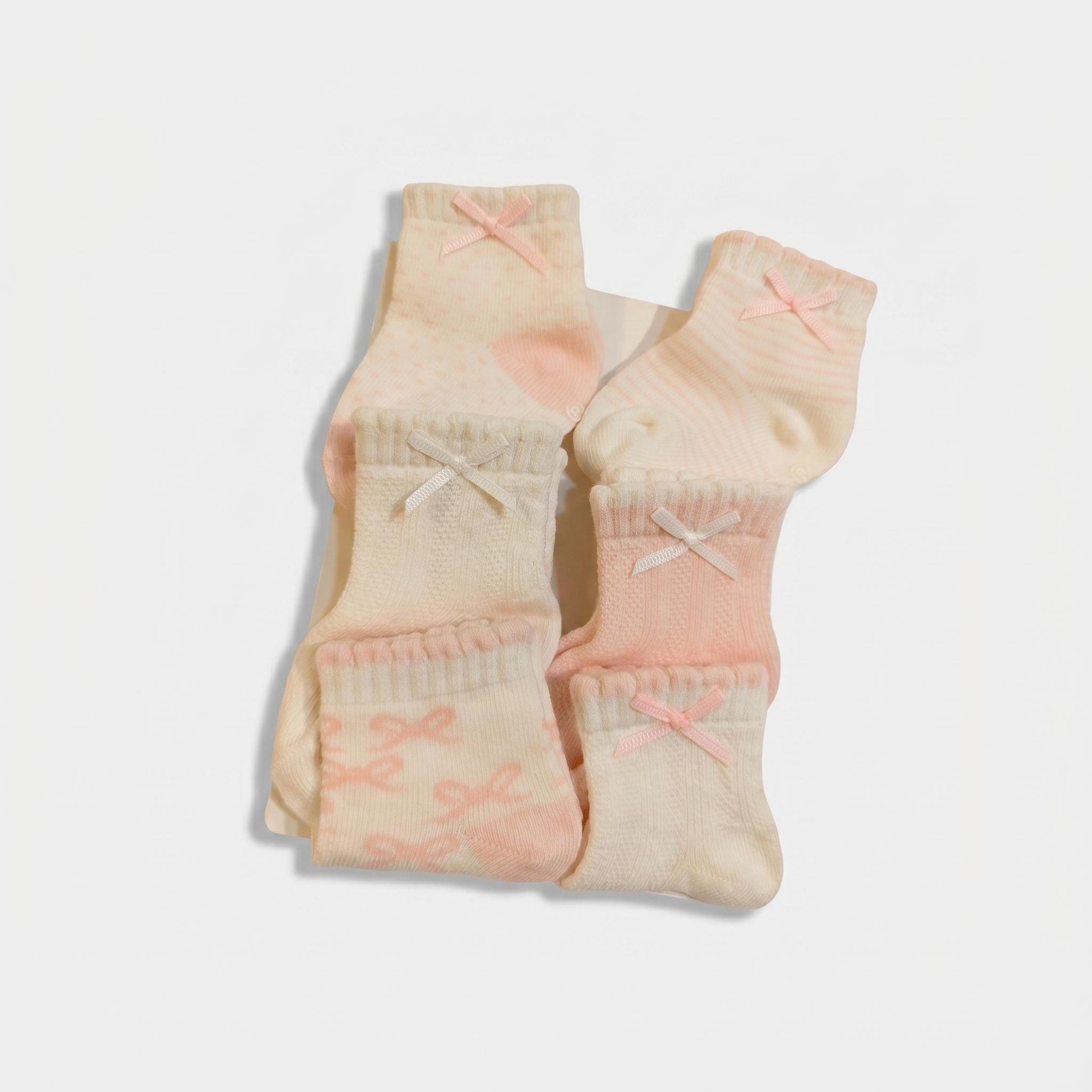 6-Pack Organic Cotton Baby Socks Set – Pink & White (0-6 Months)