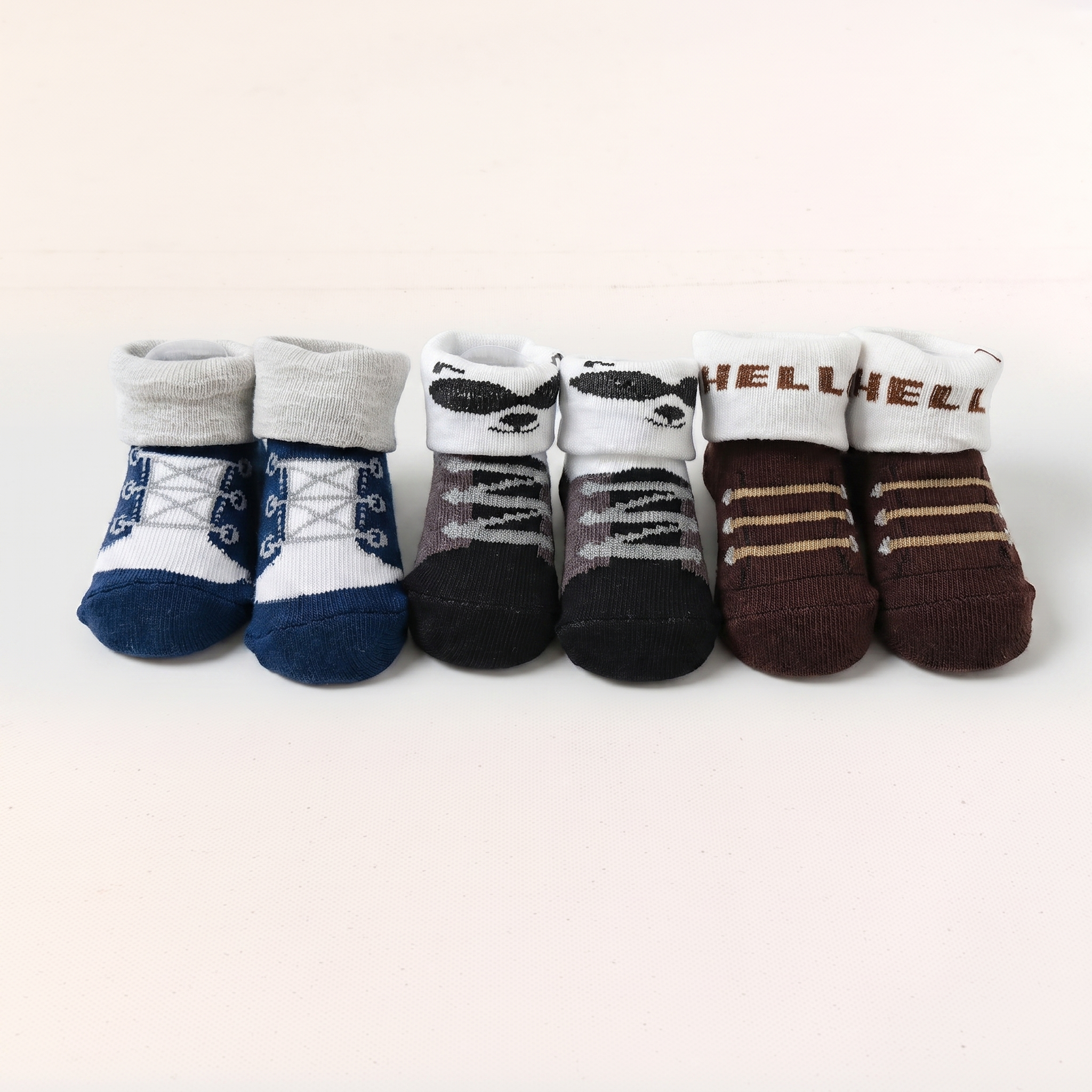 3-Pair Baby Boy Cotton Socks Set – Soft Non-Slip Infant Socks