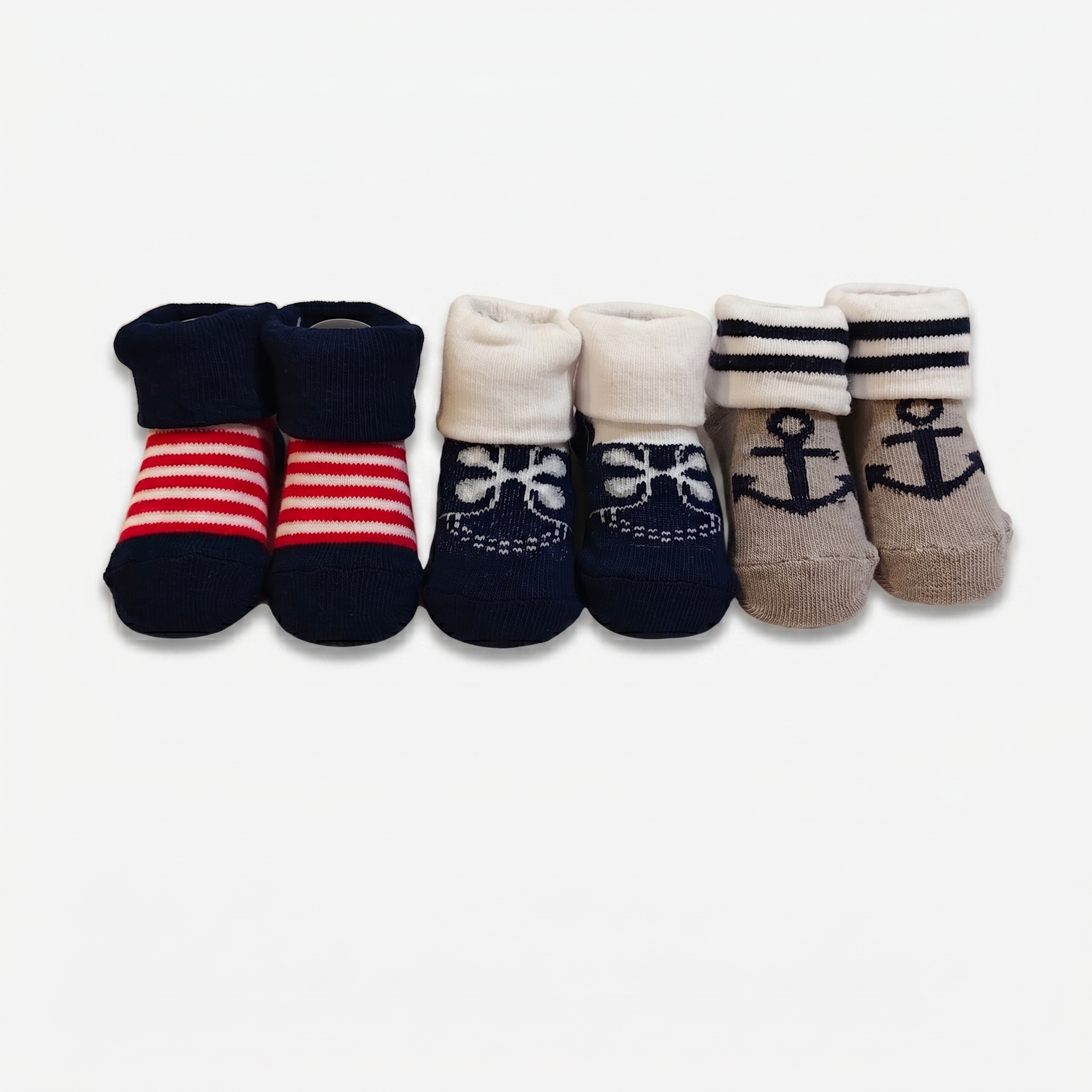 3-Pair Nautical Baby Socks Set – Soft Cotton Infant Socks