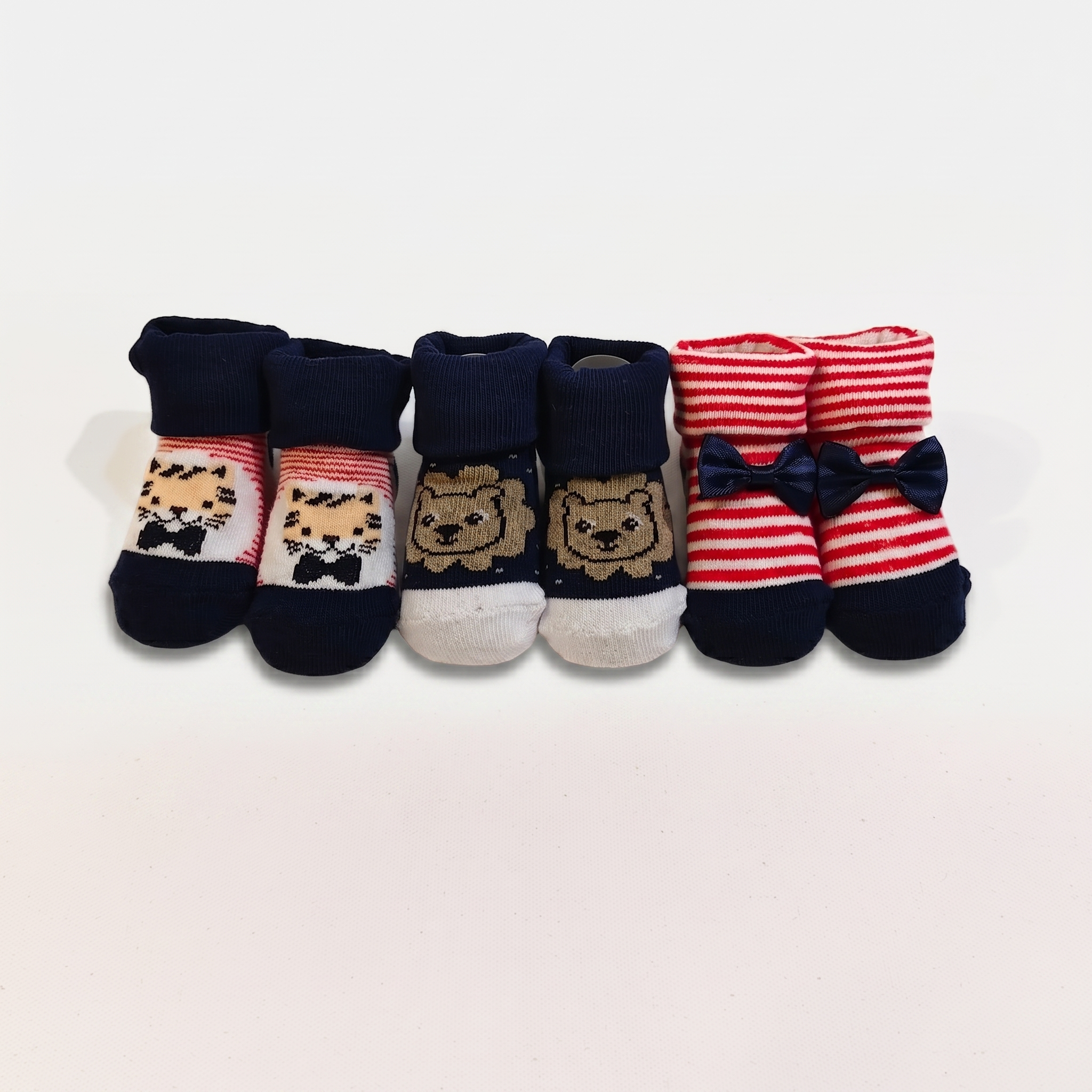 3-Pair Baby Striped Socks Set – Soft Cotton Non-Slip Infant Socks