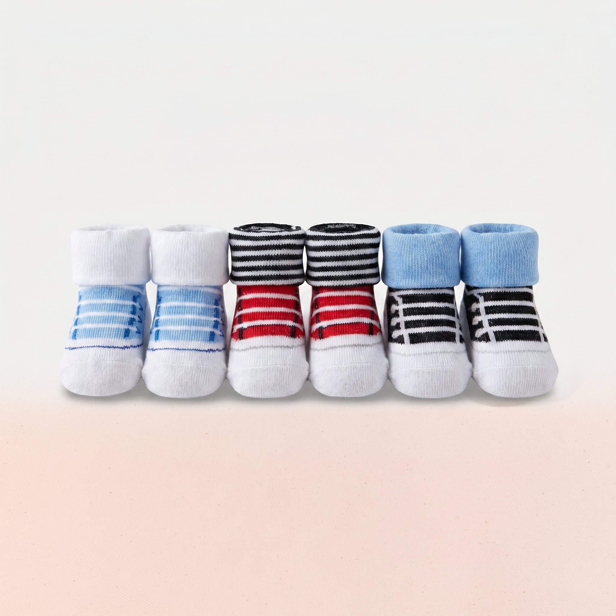 3-Pair Baby Striped Socks Set – Soft Cotton Non-Slip Infant Socks