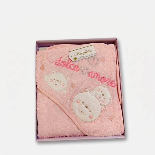Baby Bear Hooded Towel – Soft Absorbent Baby Bath Towel (Pink)