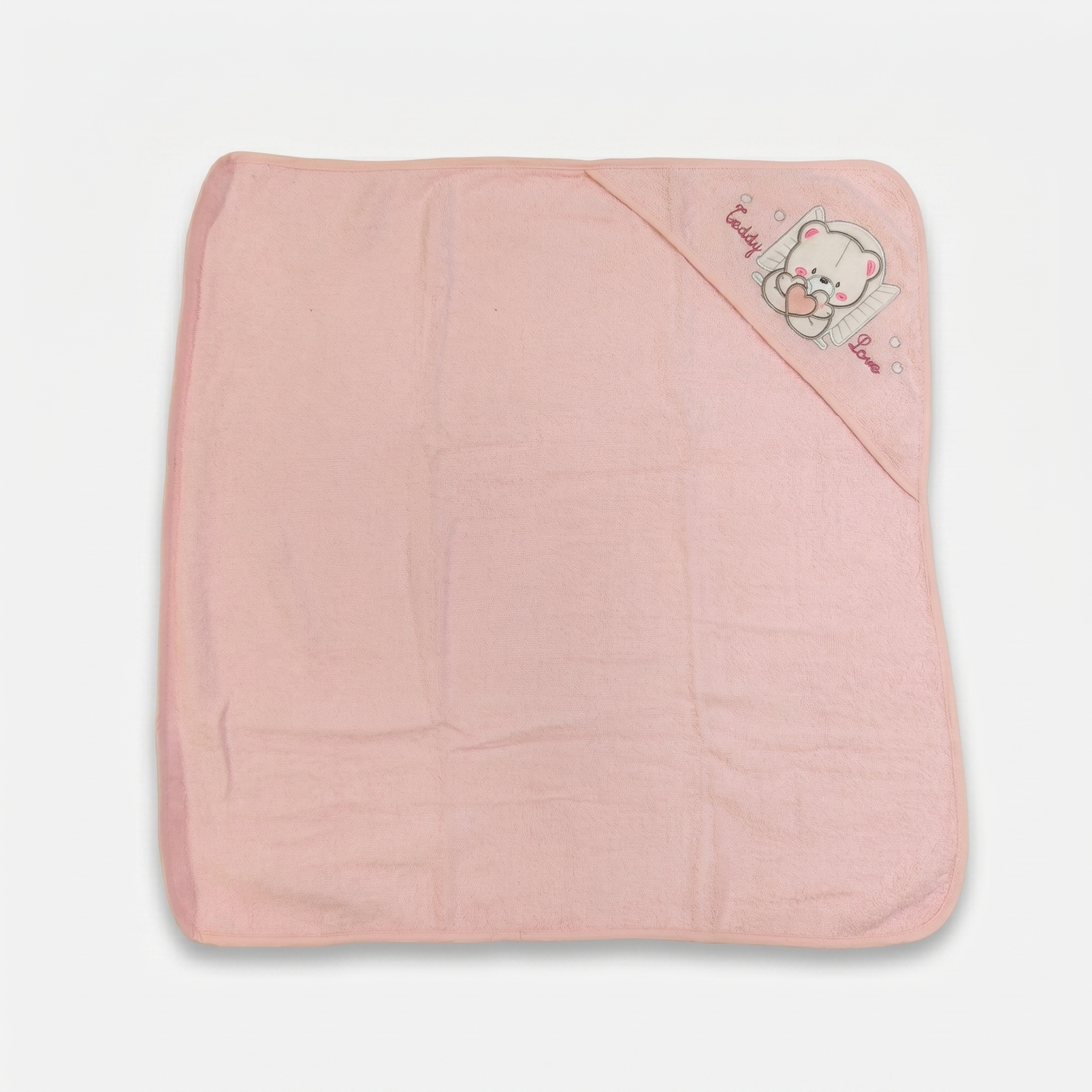 Baby Teddy Hooded Towel – Soft Absorbent Baby Bath Towel (Pink)