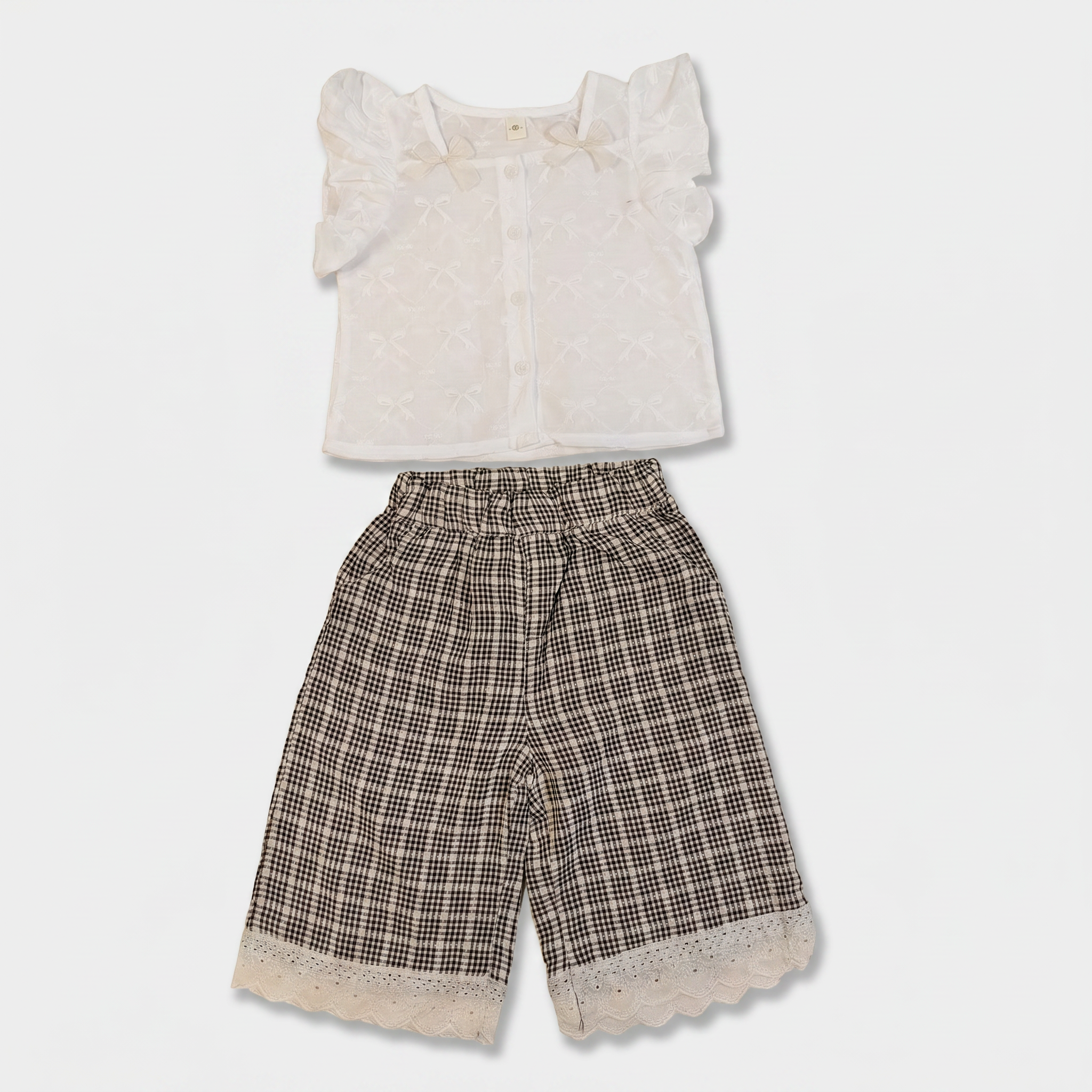 Elegant Lace Trim 2-Piece Girls Summer Set