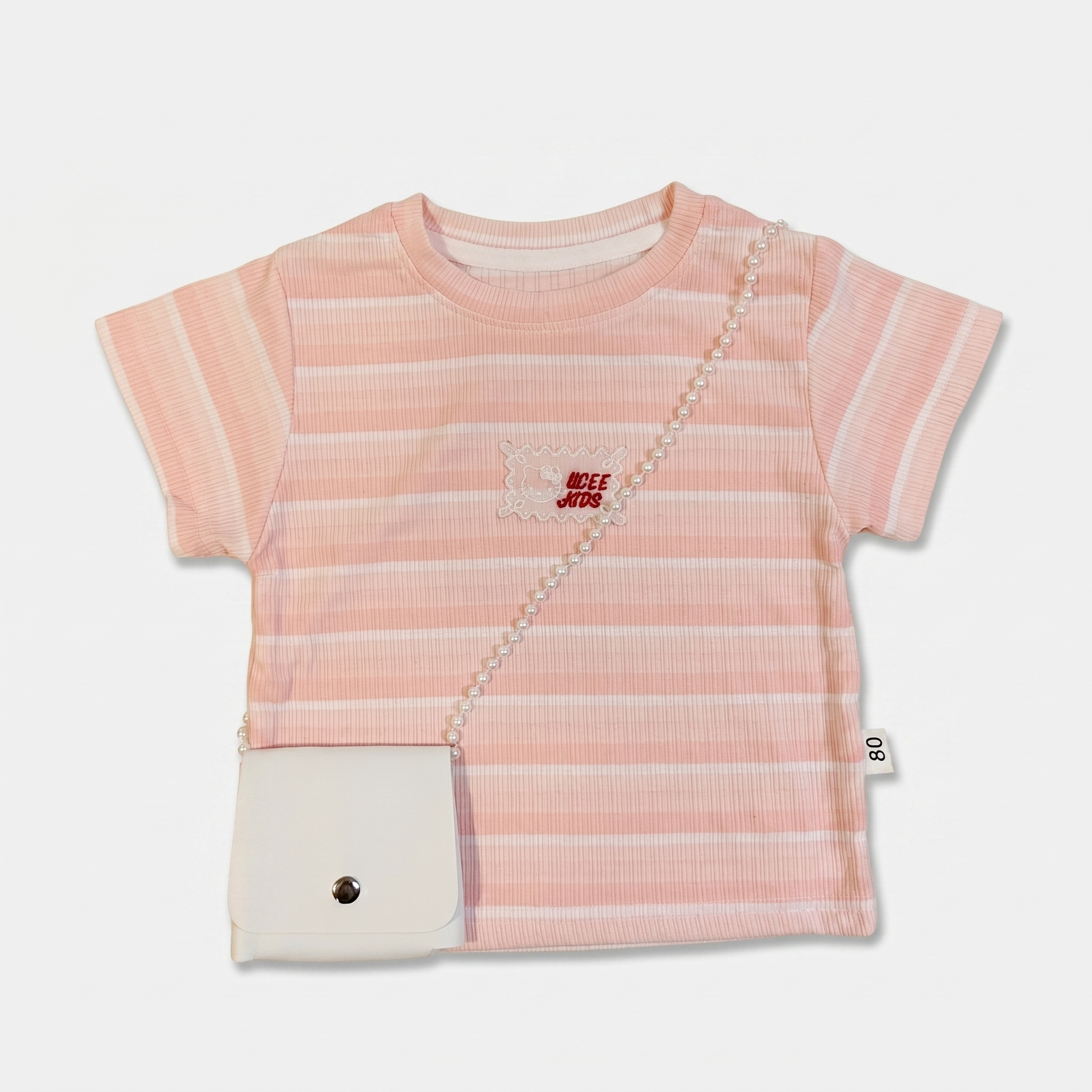 2-Piece Girls Striped T-Shirt & Denim Shorts Set