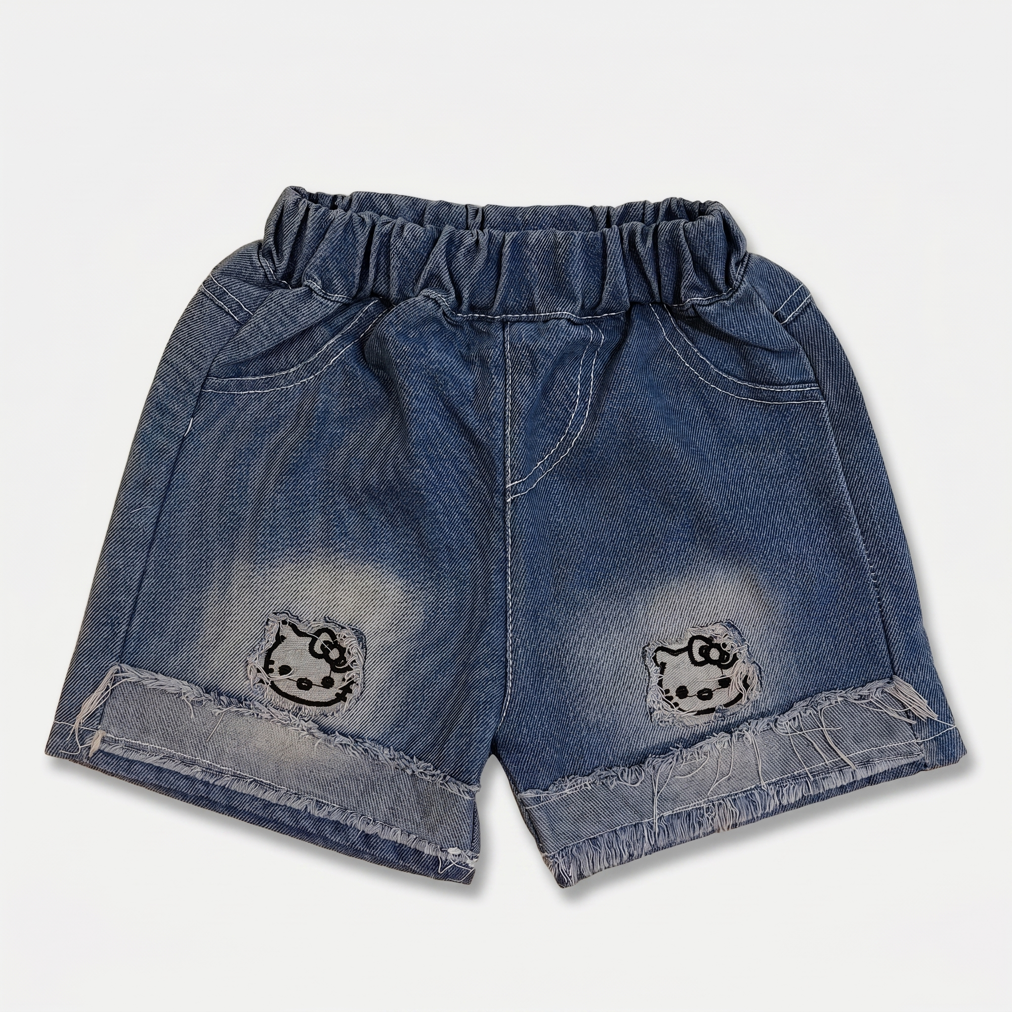2-Piece Girls Striped T-Shirt & Denim Shorts Set