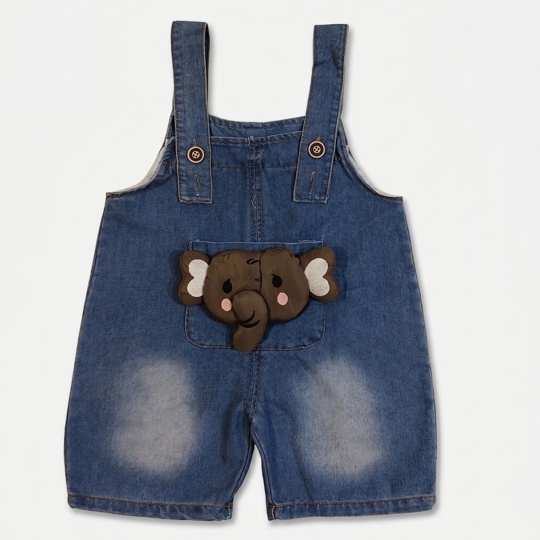 2-Piece Baby Boys Elephant Denim Dungaree Set