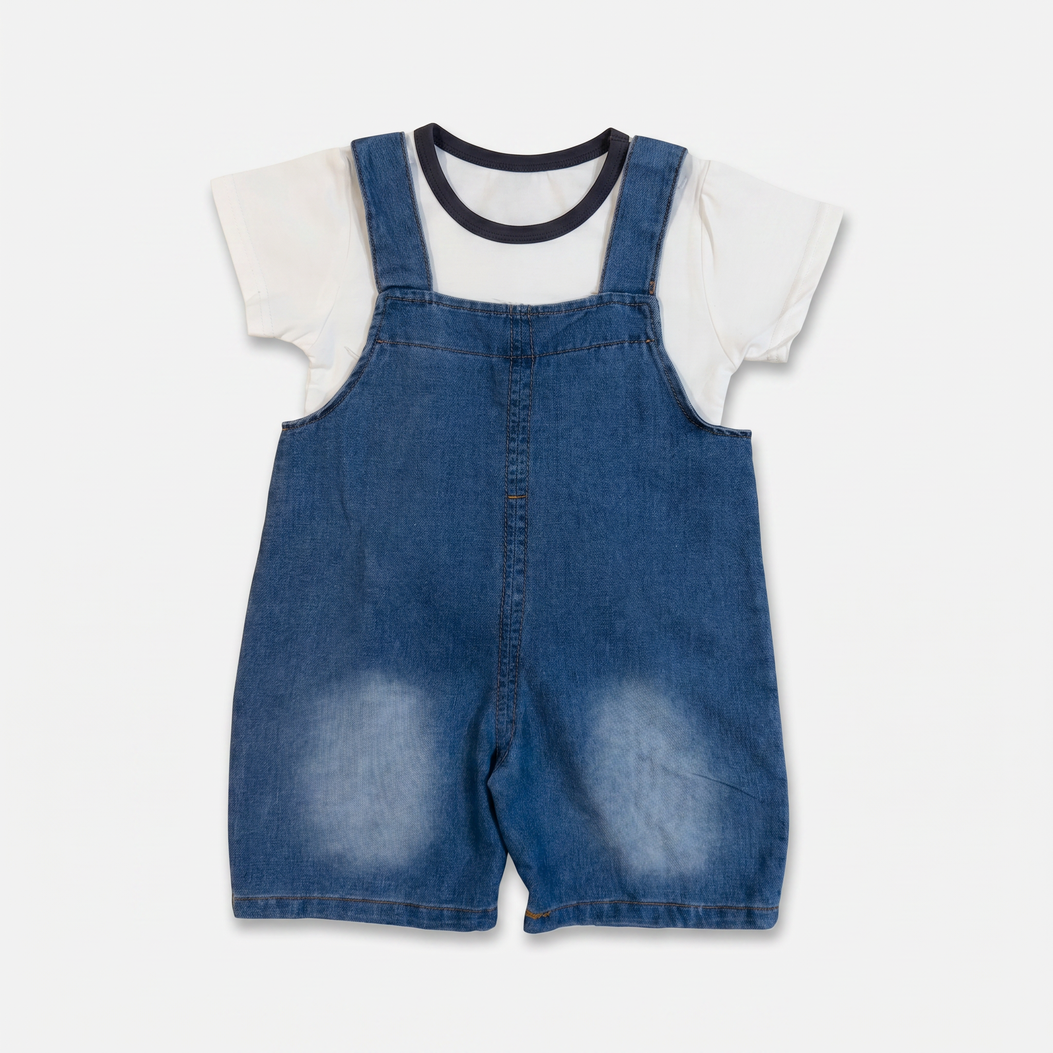 2-Piece Baby Boys Elephant Denim Dungaree Set