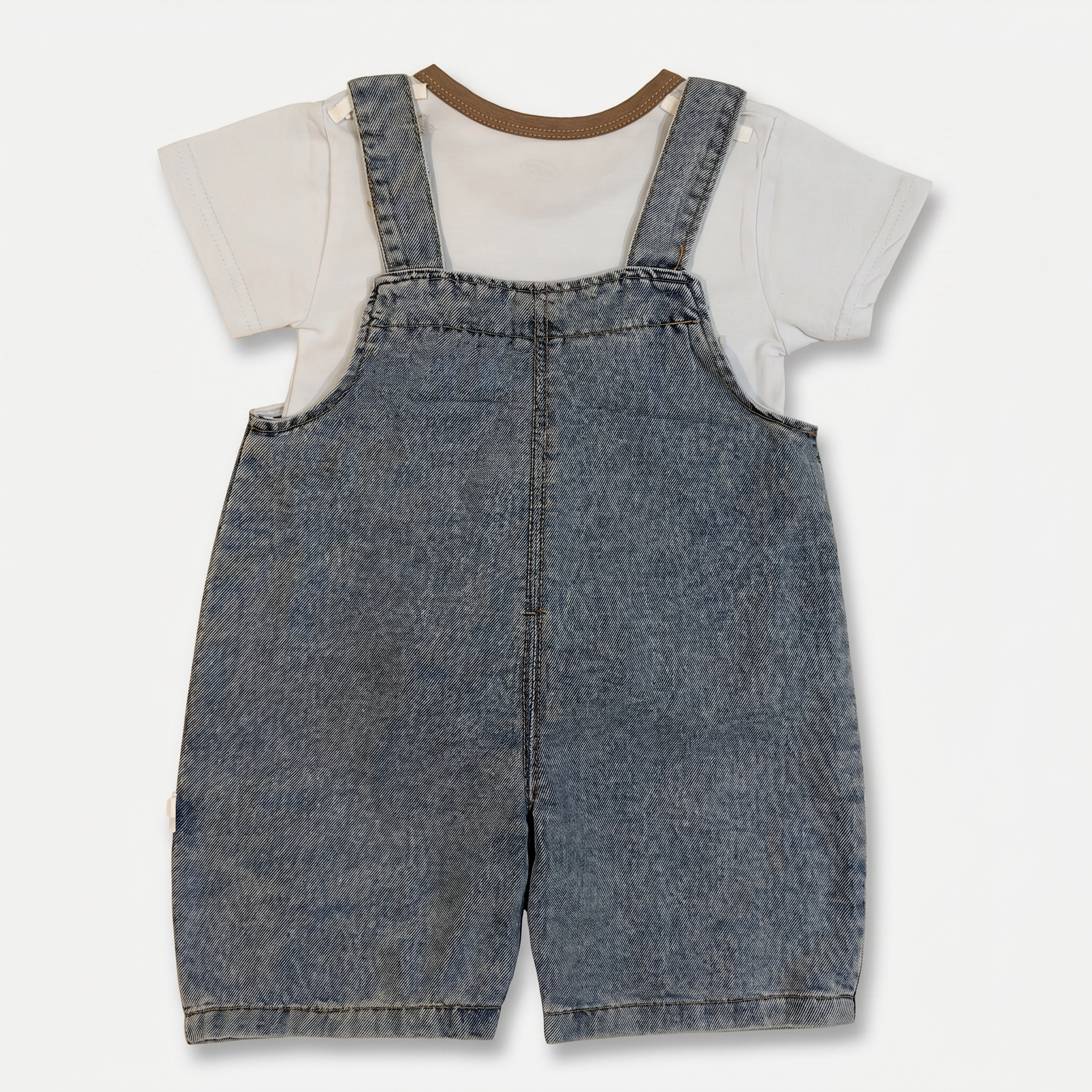 2-Piece Baby Boys Denim Dungaree Set with Puppy Pocket