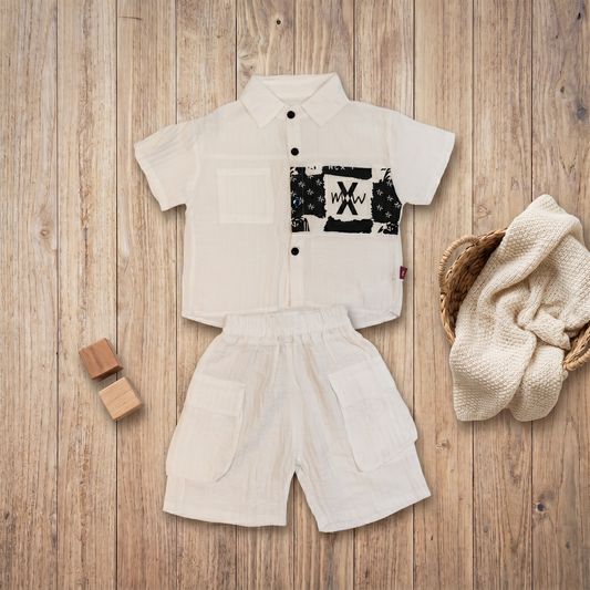 Urban Explorer Cargo Shorts Set – White