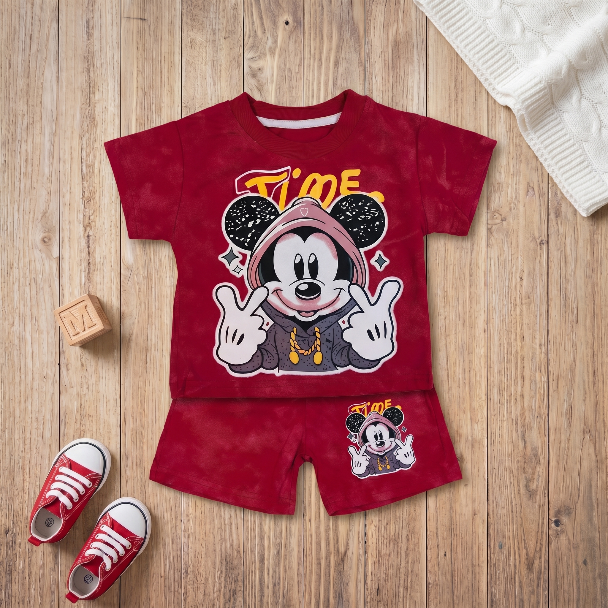 Mini Time Tie-Dye Shorts Set – Ruby Red