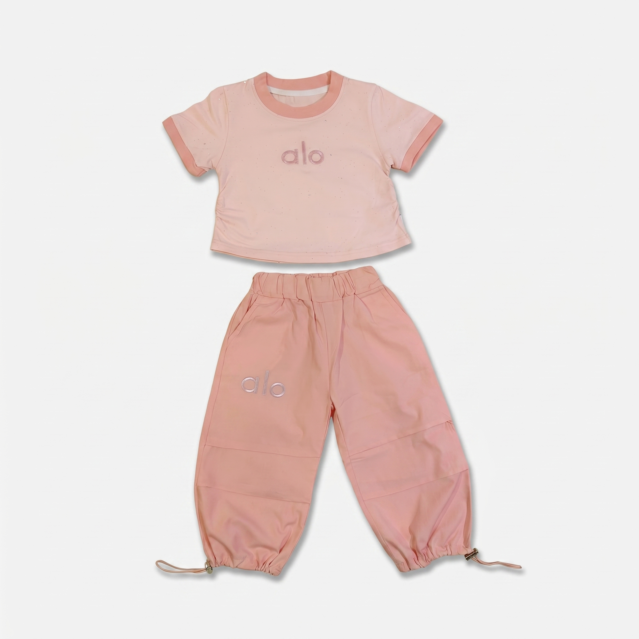 Alo Blossom 2-Piece Girls Co-Ord Set – Peach Pink