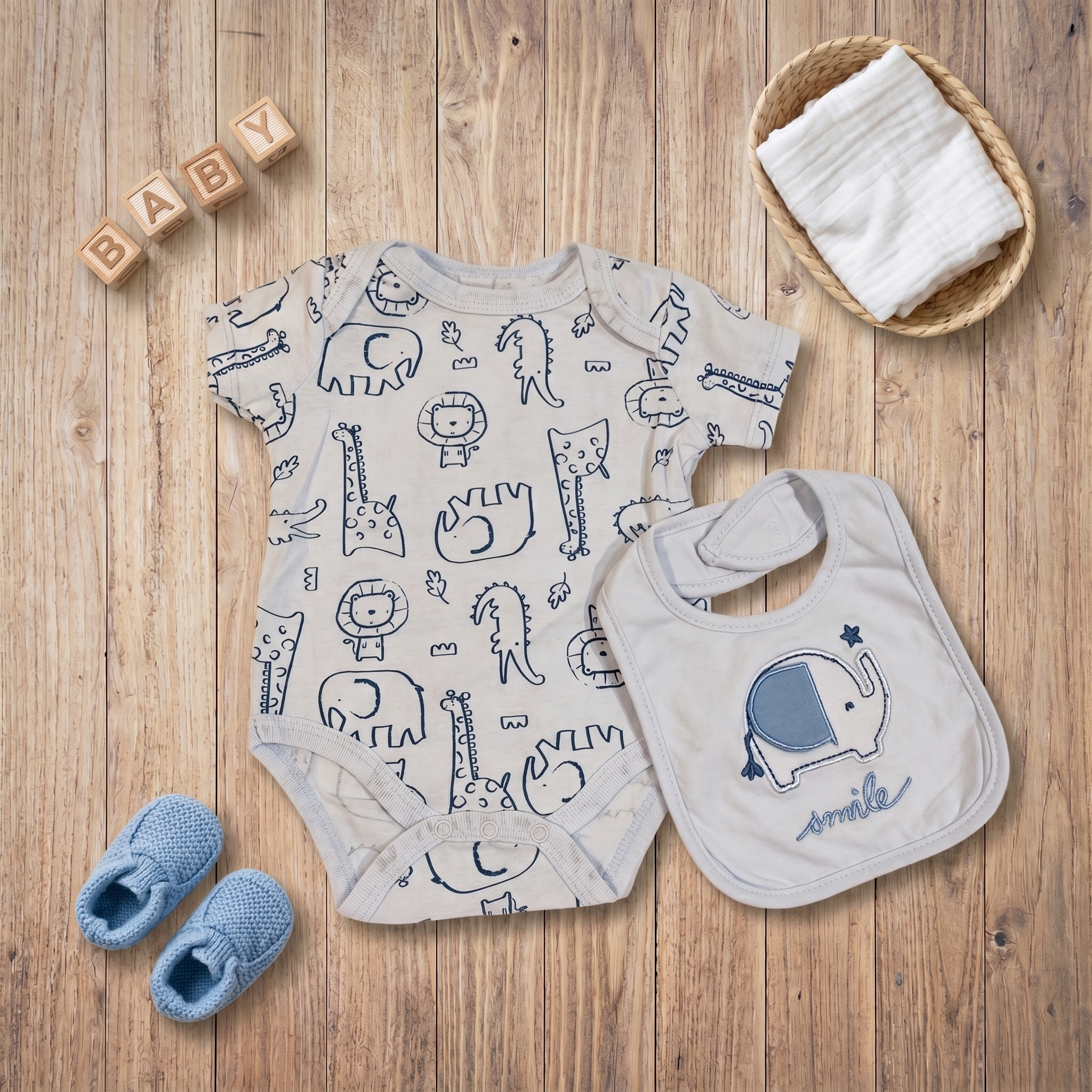 Safari Friends Baby Bodysuit & Bib Set