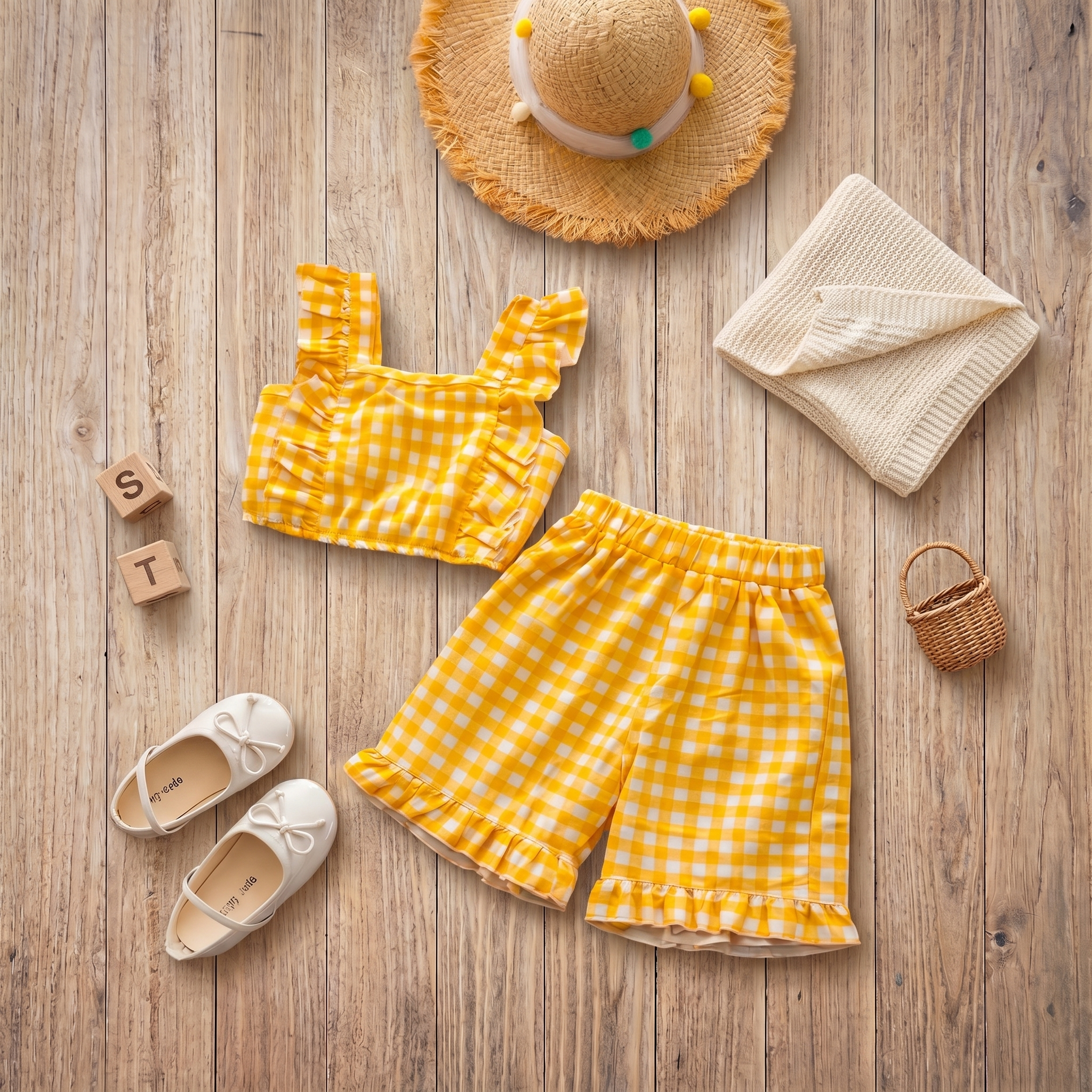 Sunny Gingham Ruffle Co-Ord Set