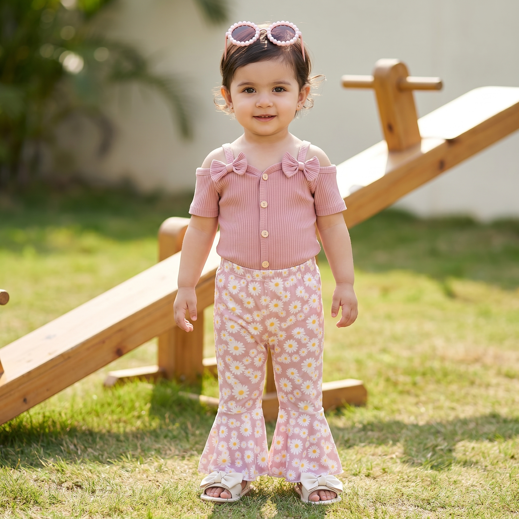 Daisy Bloom Bell Bottom Co-Ord Set