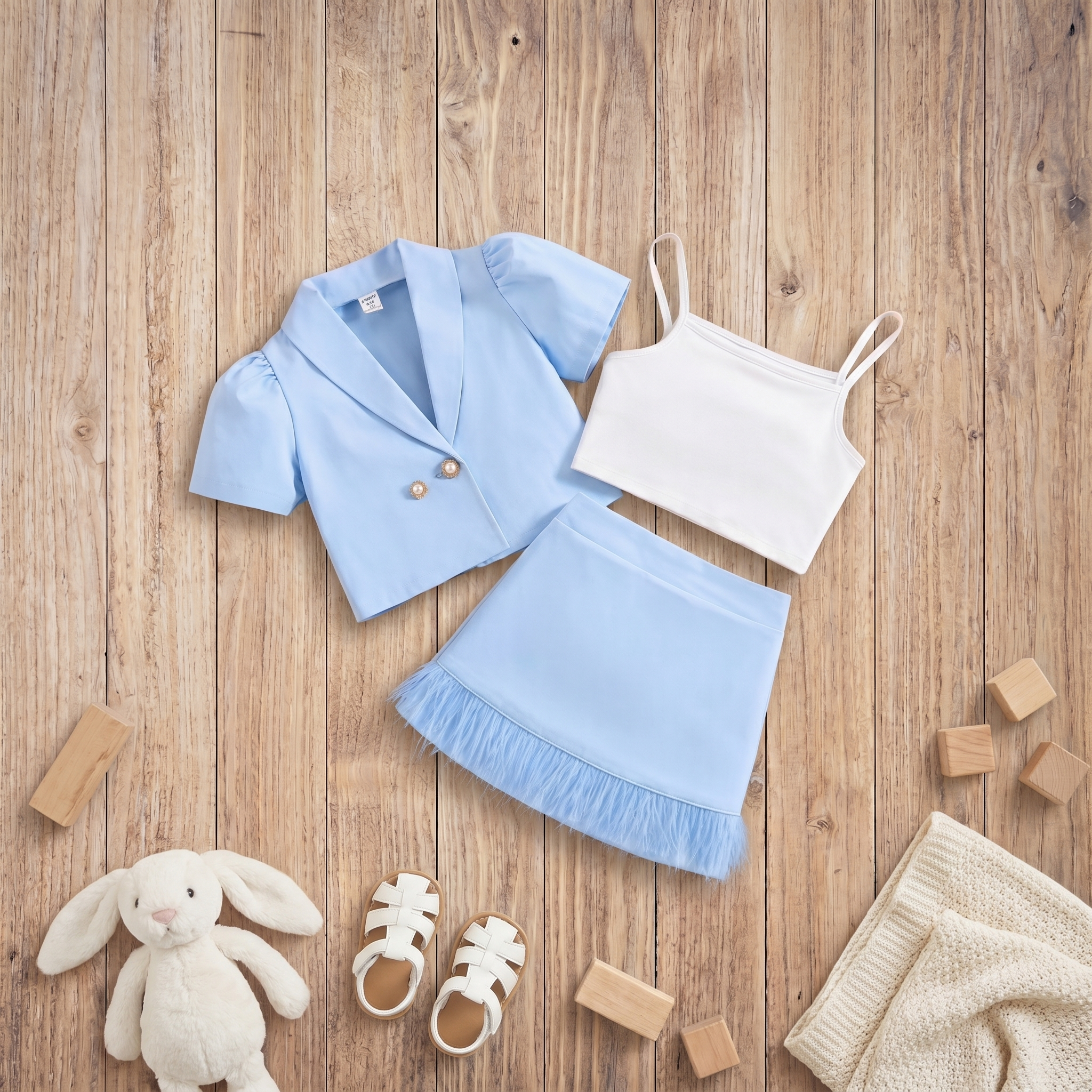 Sky Elegance Three-Piece Skirt Set