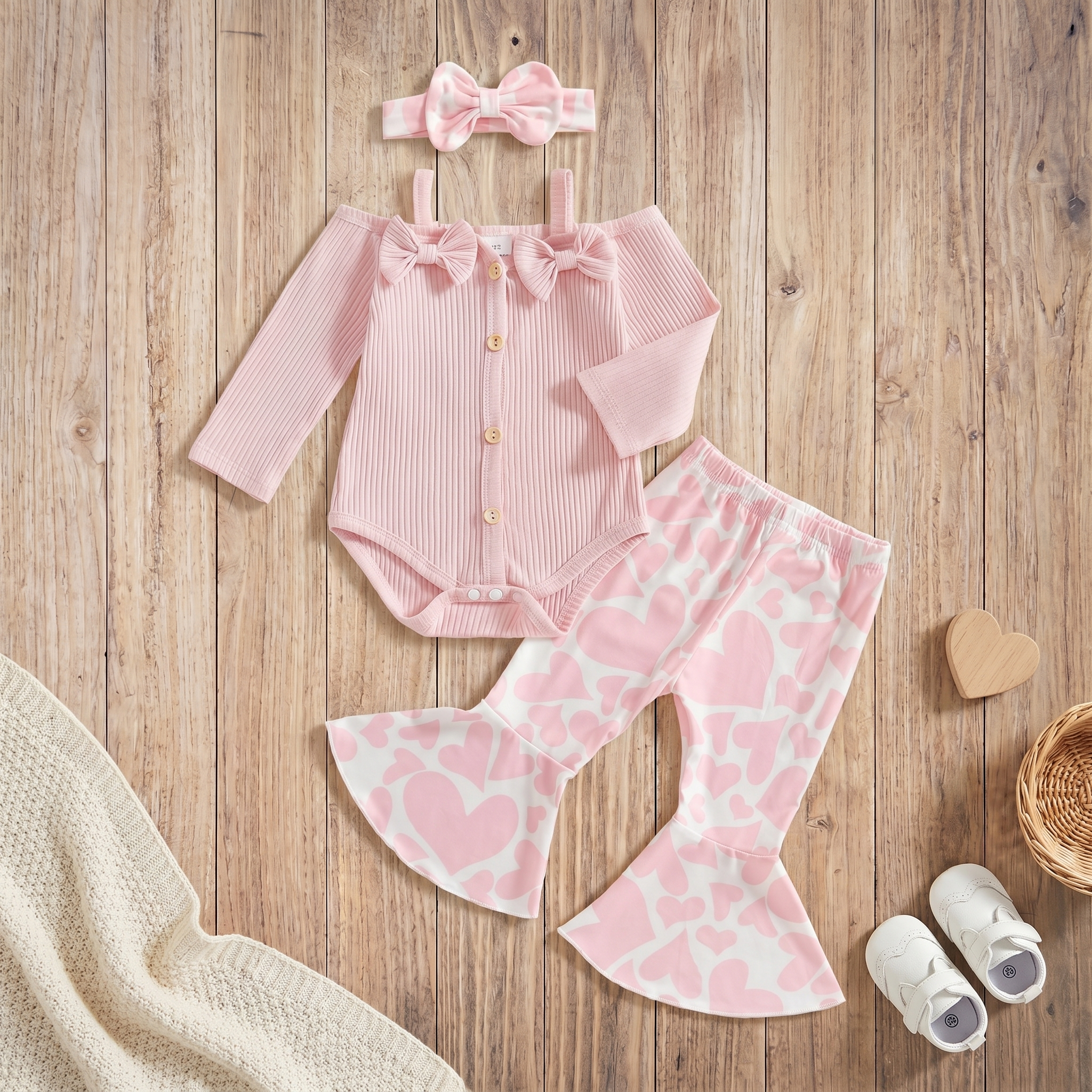 Sweetheart Bell-Bottom 3-Piece Set