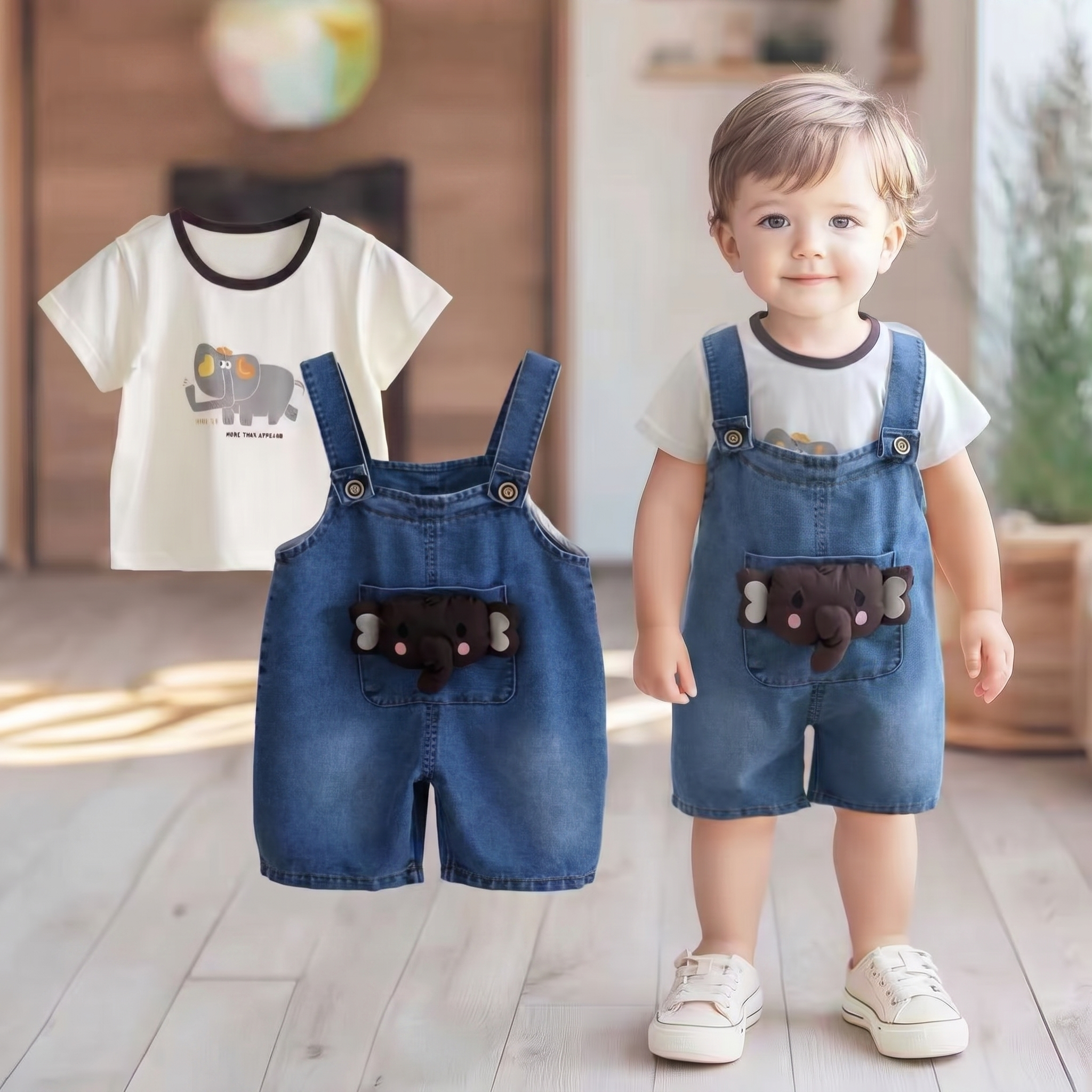 Ellie Explorer Denim Dungaree Set