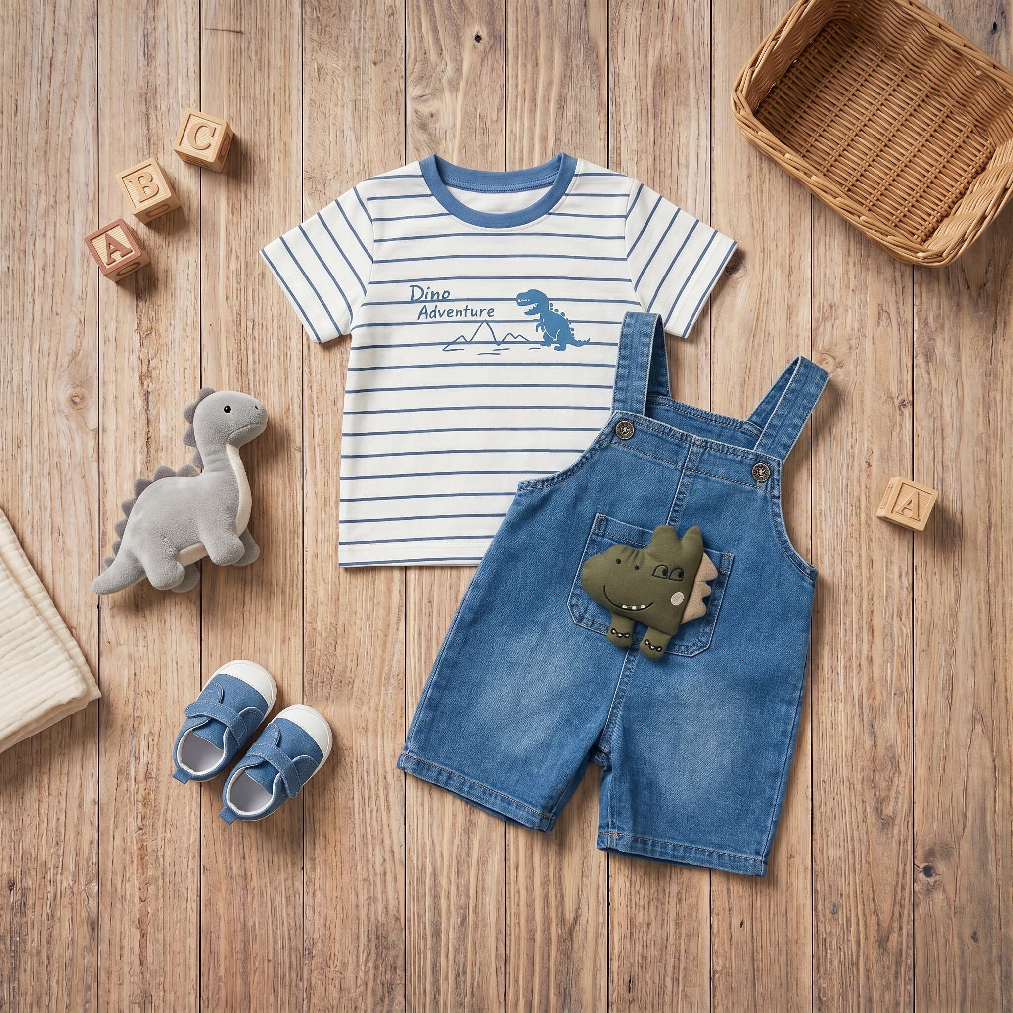 Dino Adventure Denim Dungaree Set