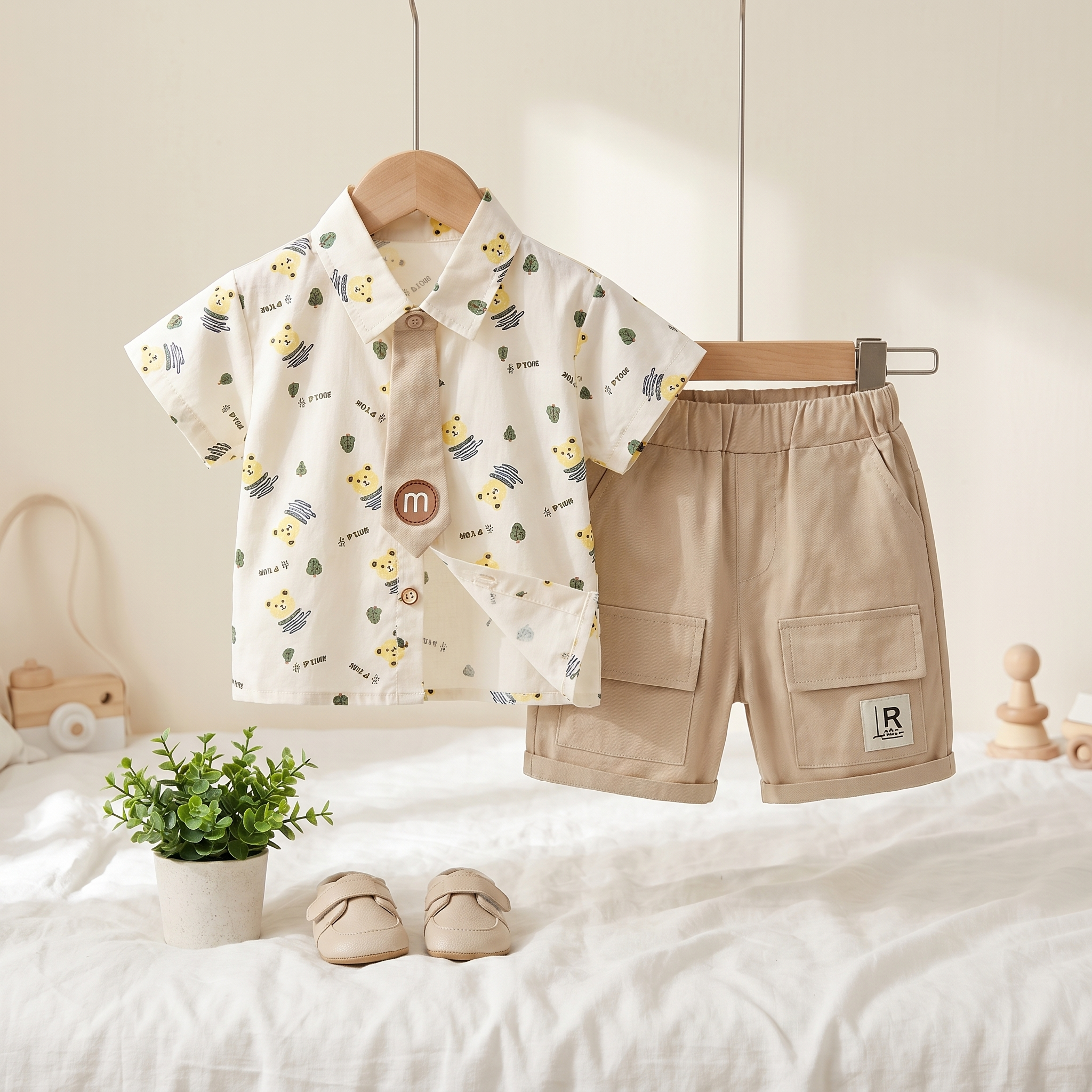 Little Gentleman Safari Shorts Set